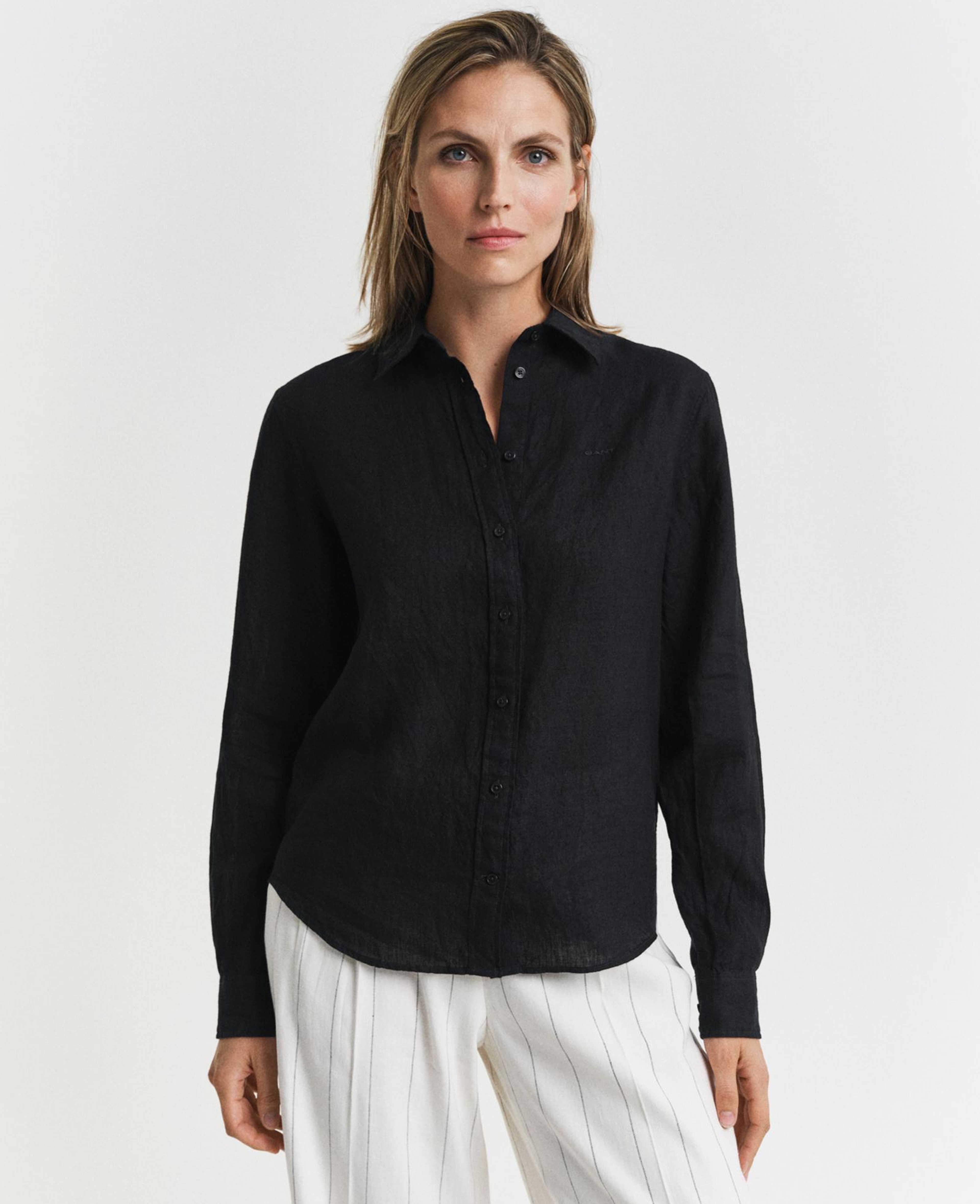 GANT Kadın Siyah Regular Fit Klasik Yaka Gömlek