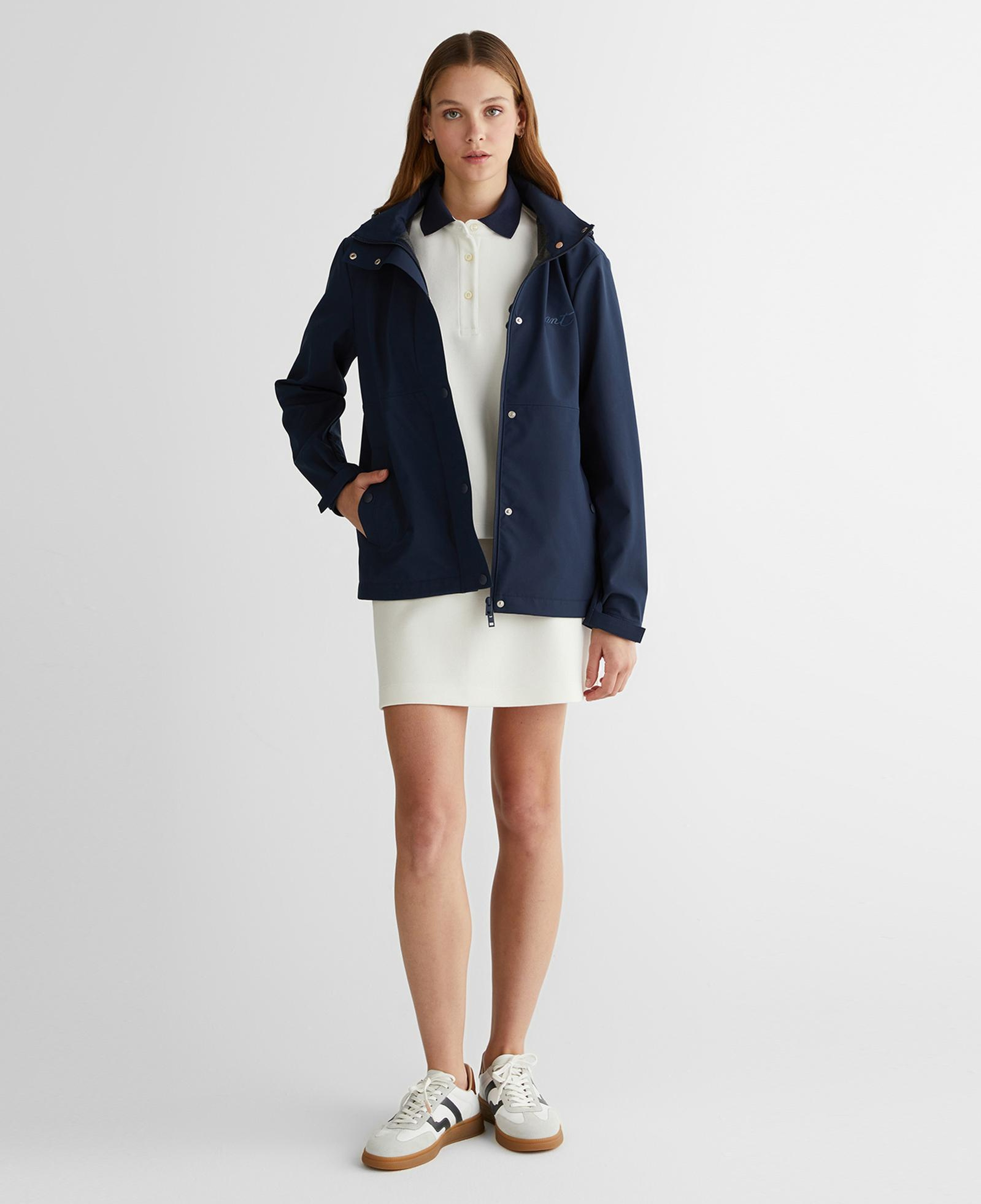 GANT Kadın Lacivert Kapüşonlu Logolu Ceket