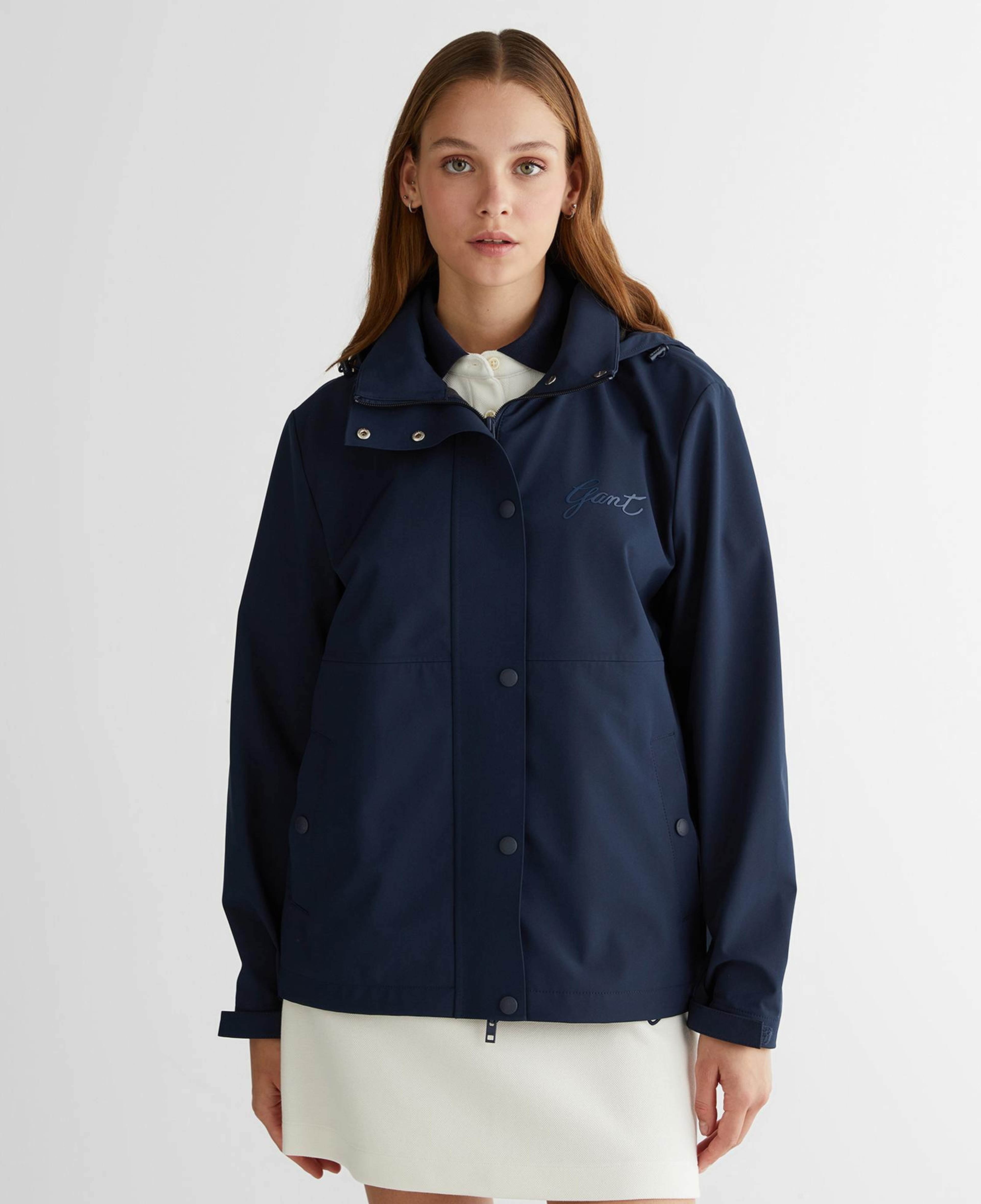 GANT Kadın Lacivert Kapüşonlu Logolu Ceket