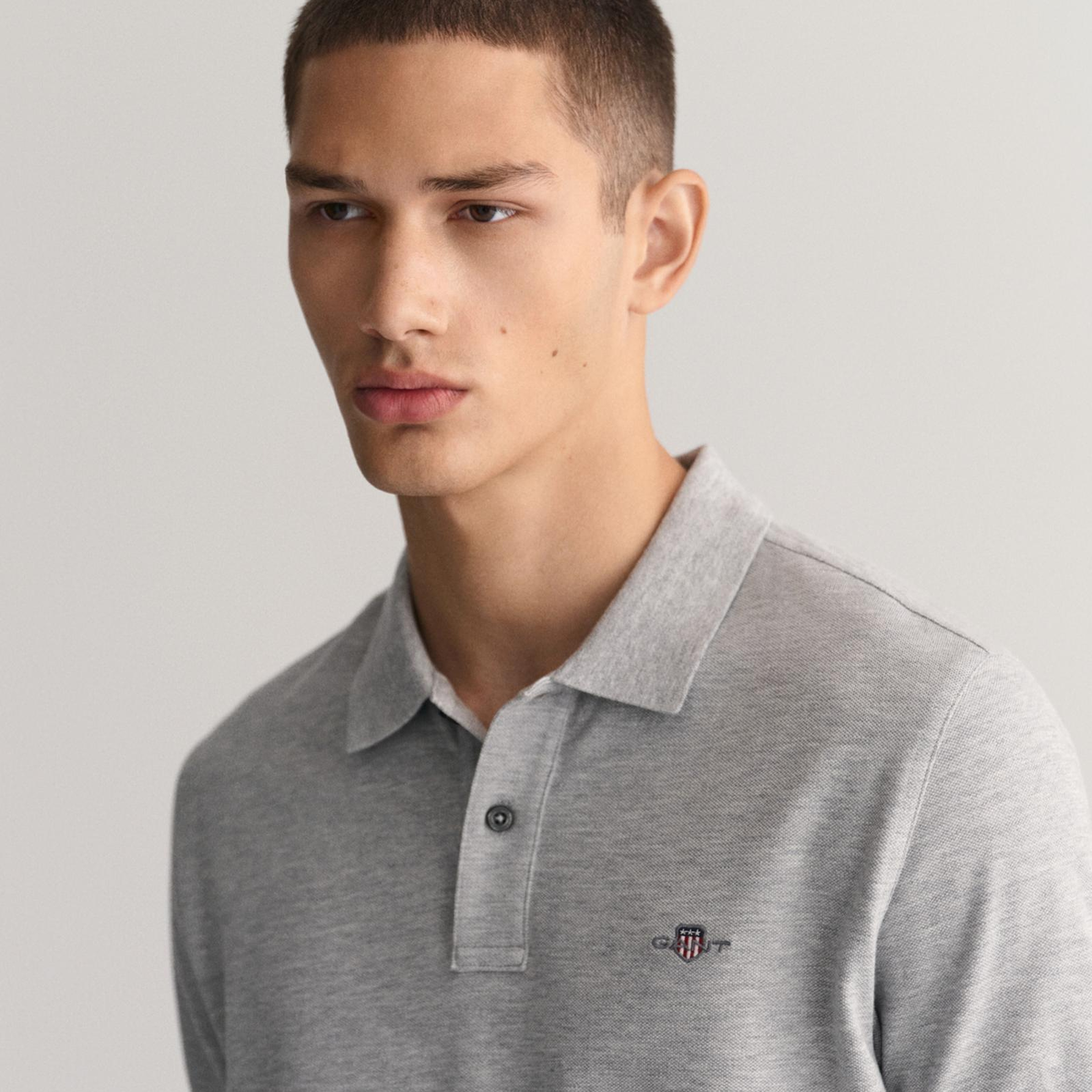 GANT Erkek Gri Slim Fit Polo