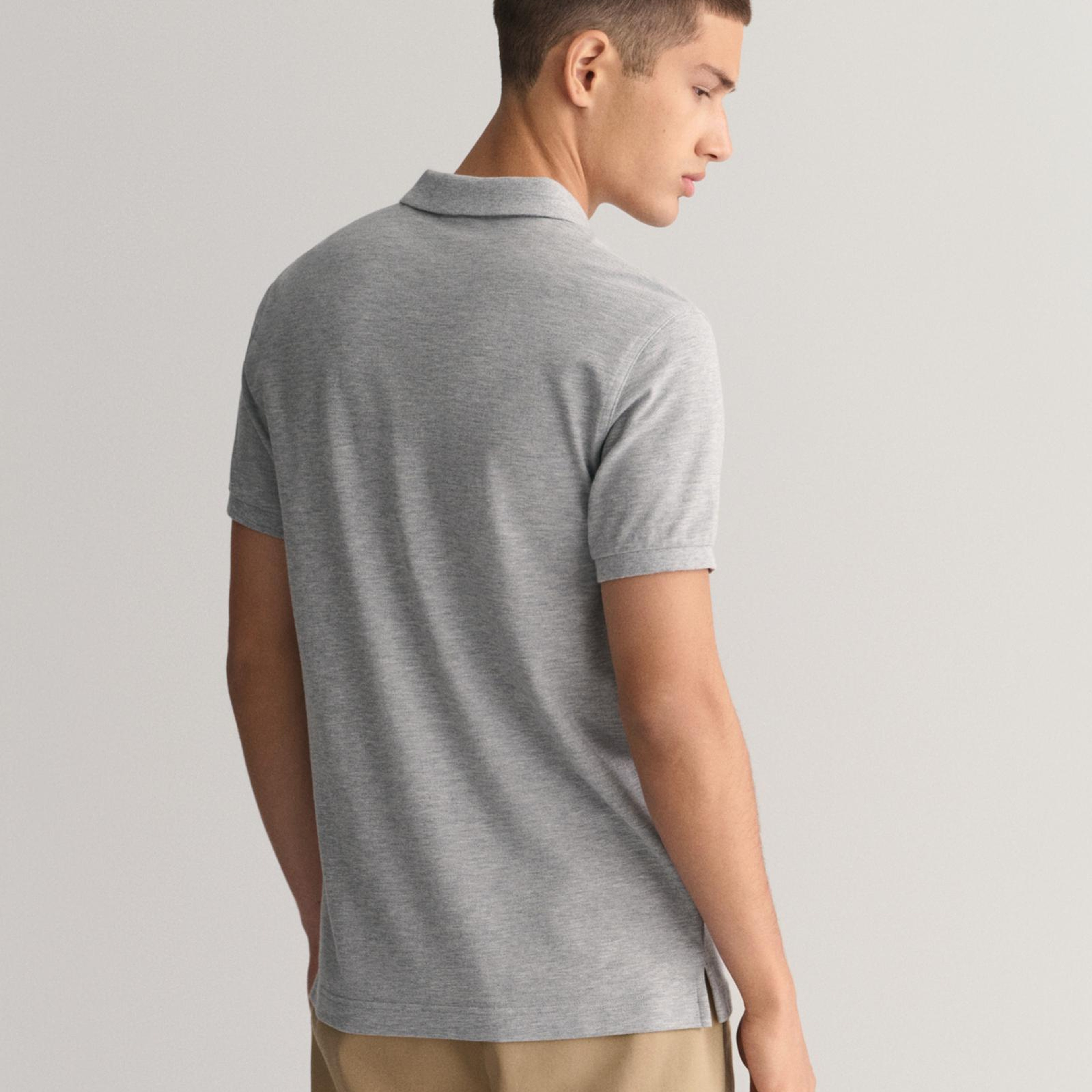 GANT Erkek Gri Slim Fit Polo