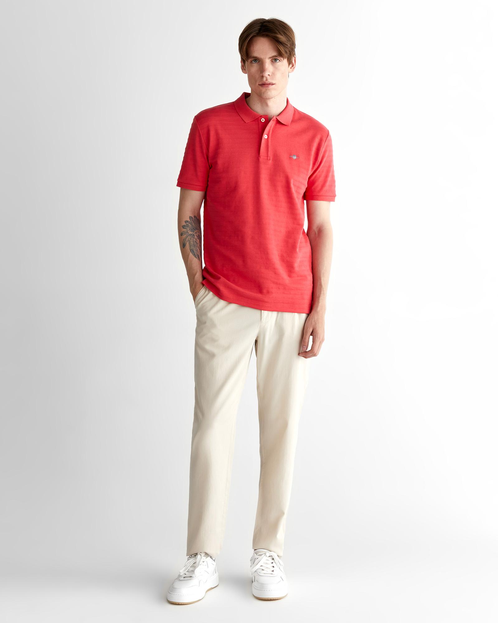 GANT Erkek Kırmızı Regular Fit Çizgili Polo
