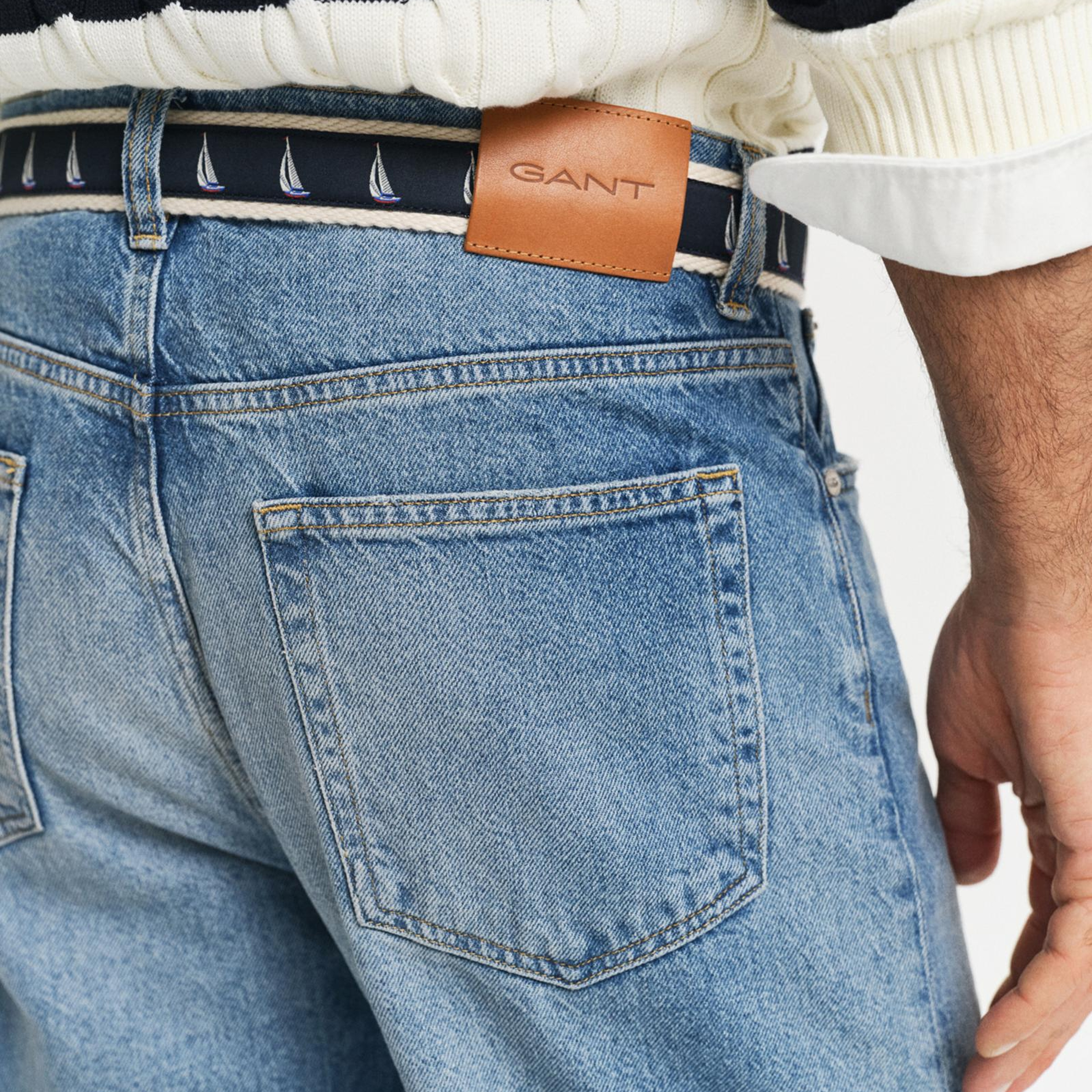 GANT Erkek Mavi Straight Fit Pantolon