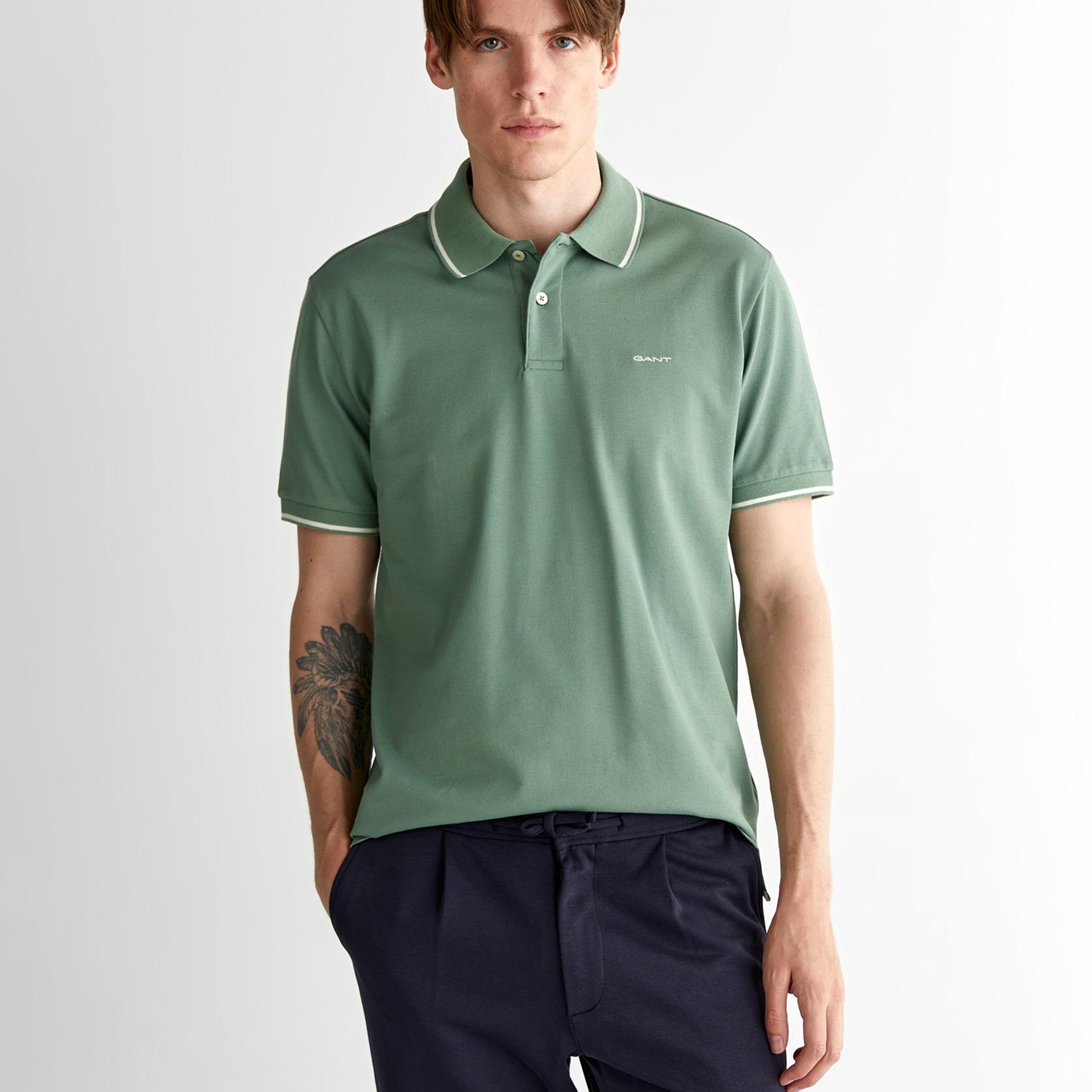 GANT Erkek Yeşil Regular Fit Polo