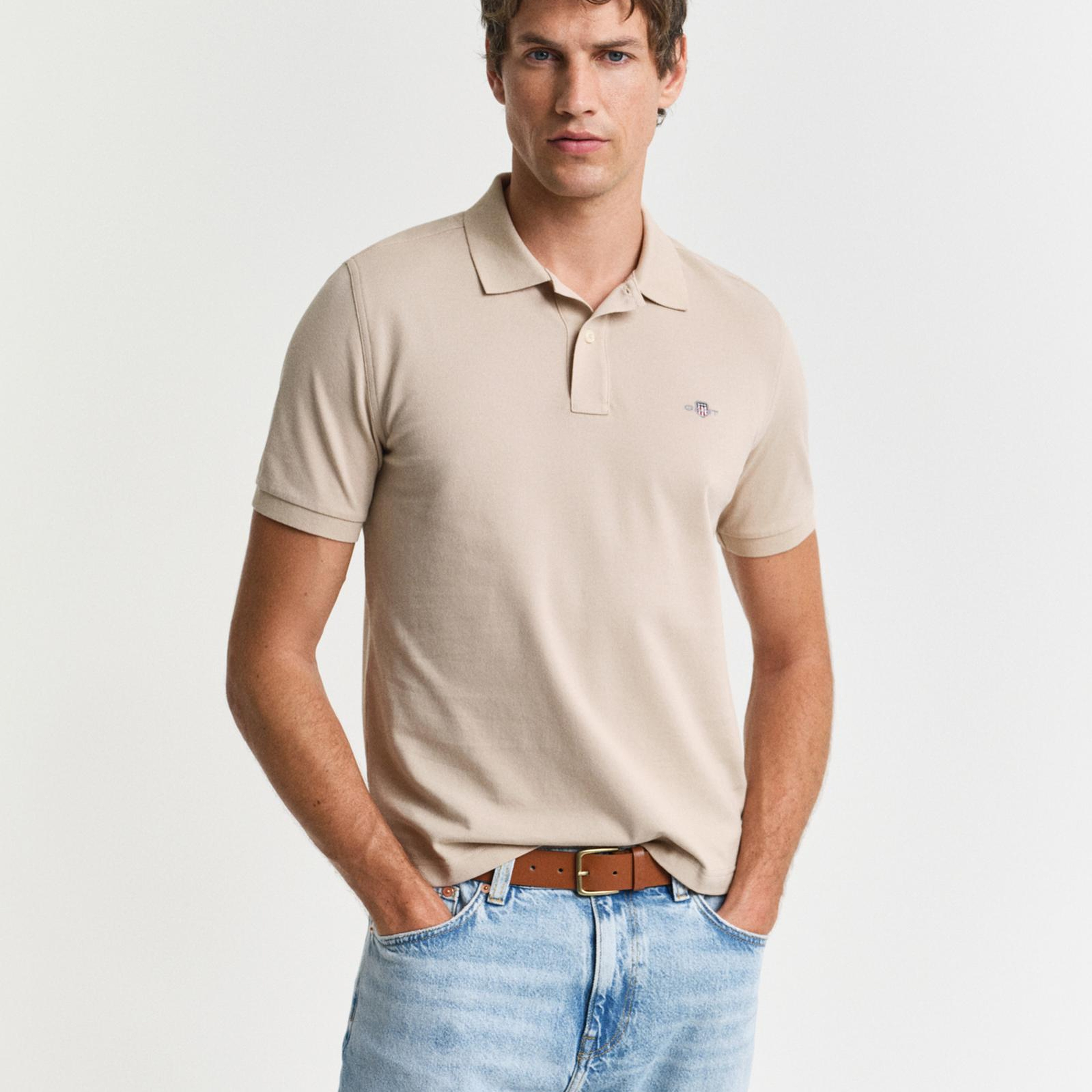 GANT Erkek Bej Regular Fit Polo