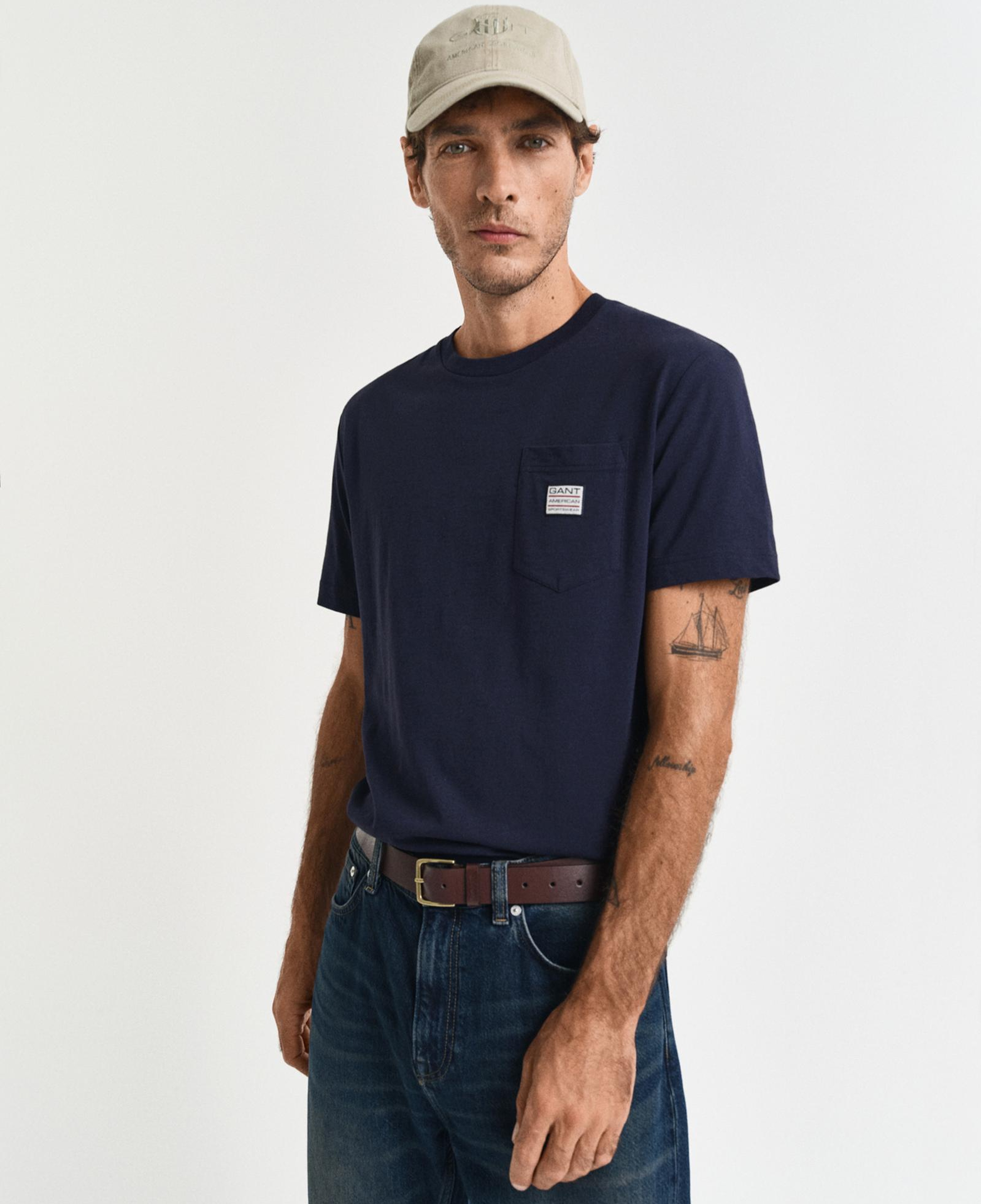 GANT Erkek Lacivert Regular Fit Bisiklet Yaka T-Shirt