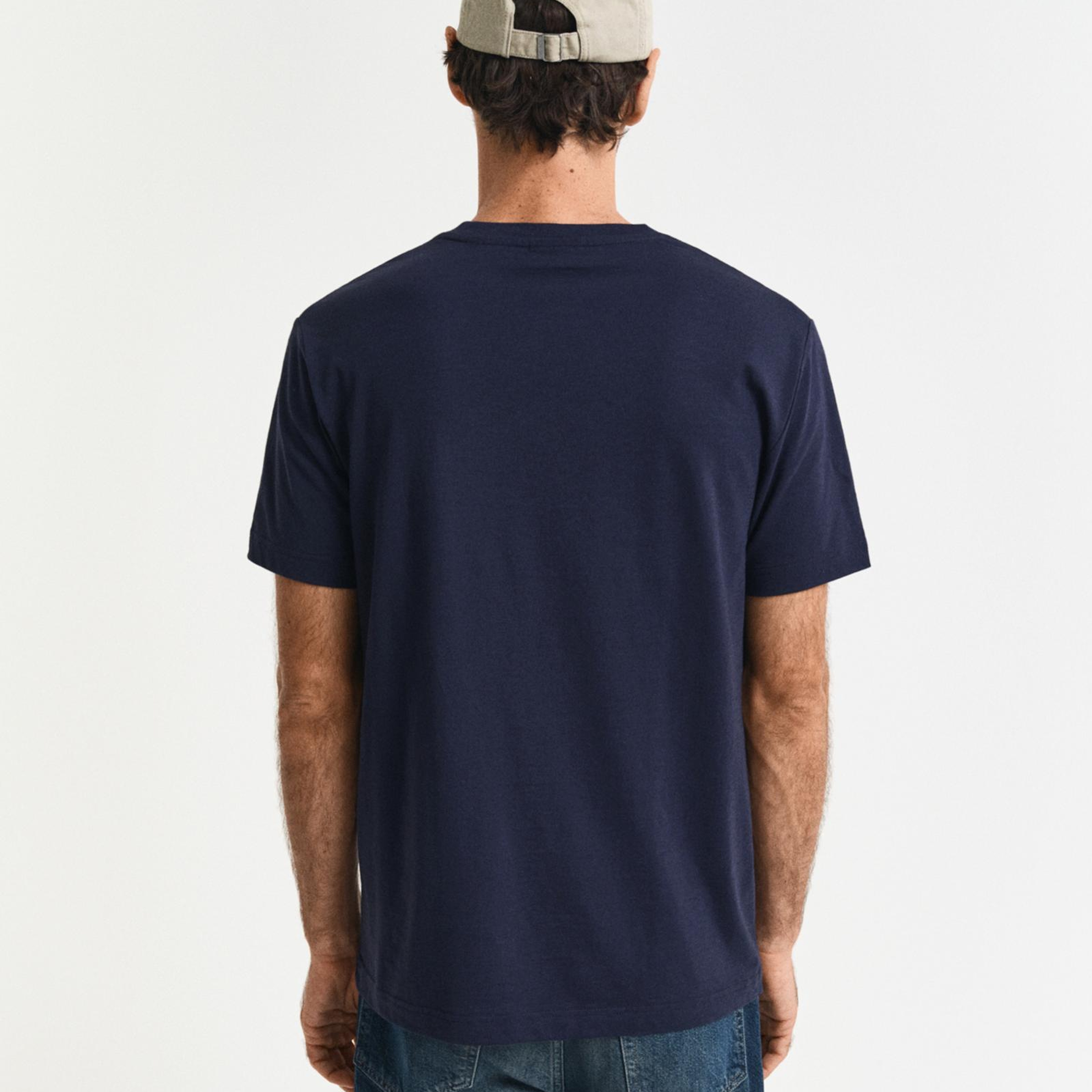 GANT Erkek Lacivert Regular Fit Bisiklet Yaka T-Shirt