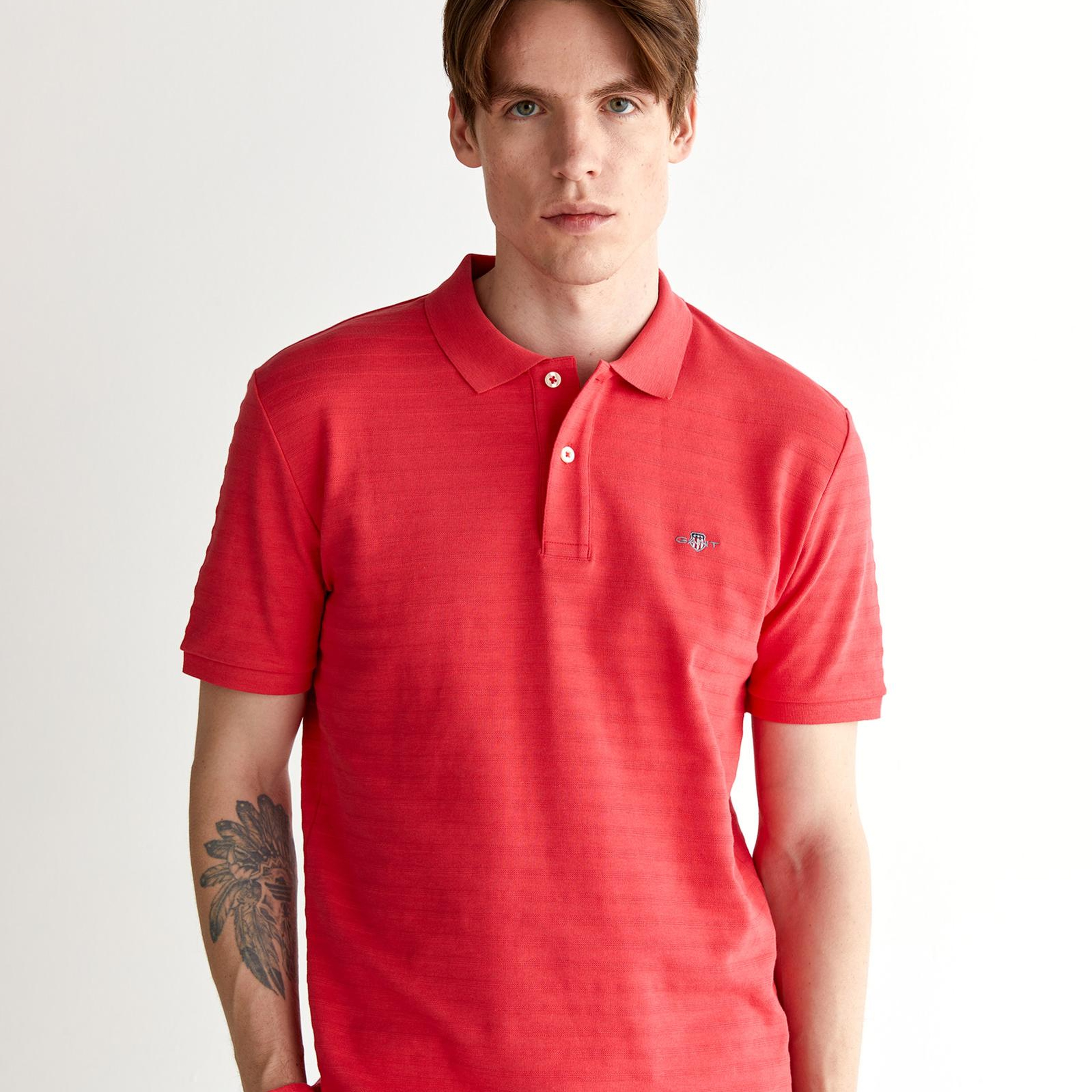 GANT Erkek Kırmızı Regular Fit Çizgili Polo