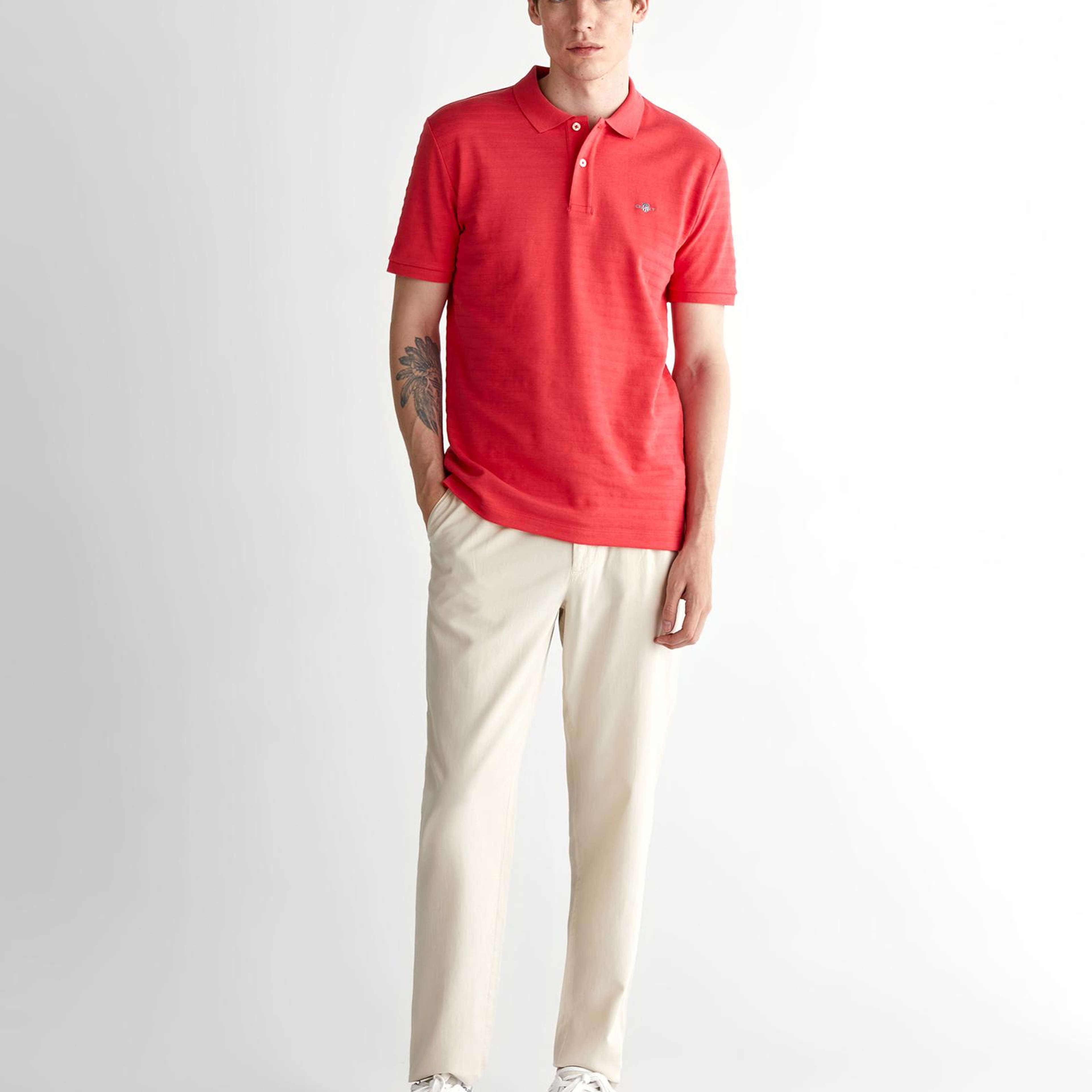 GANT Erkek Kırmızı Regular Fit Çizgili Polo