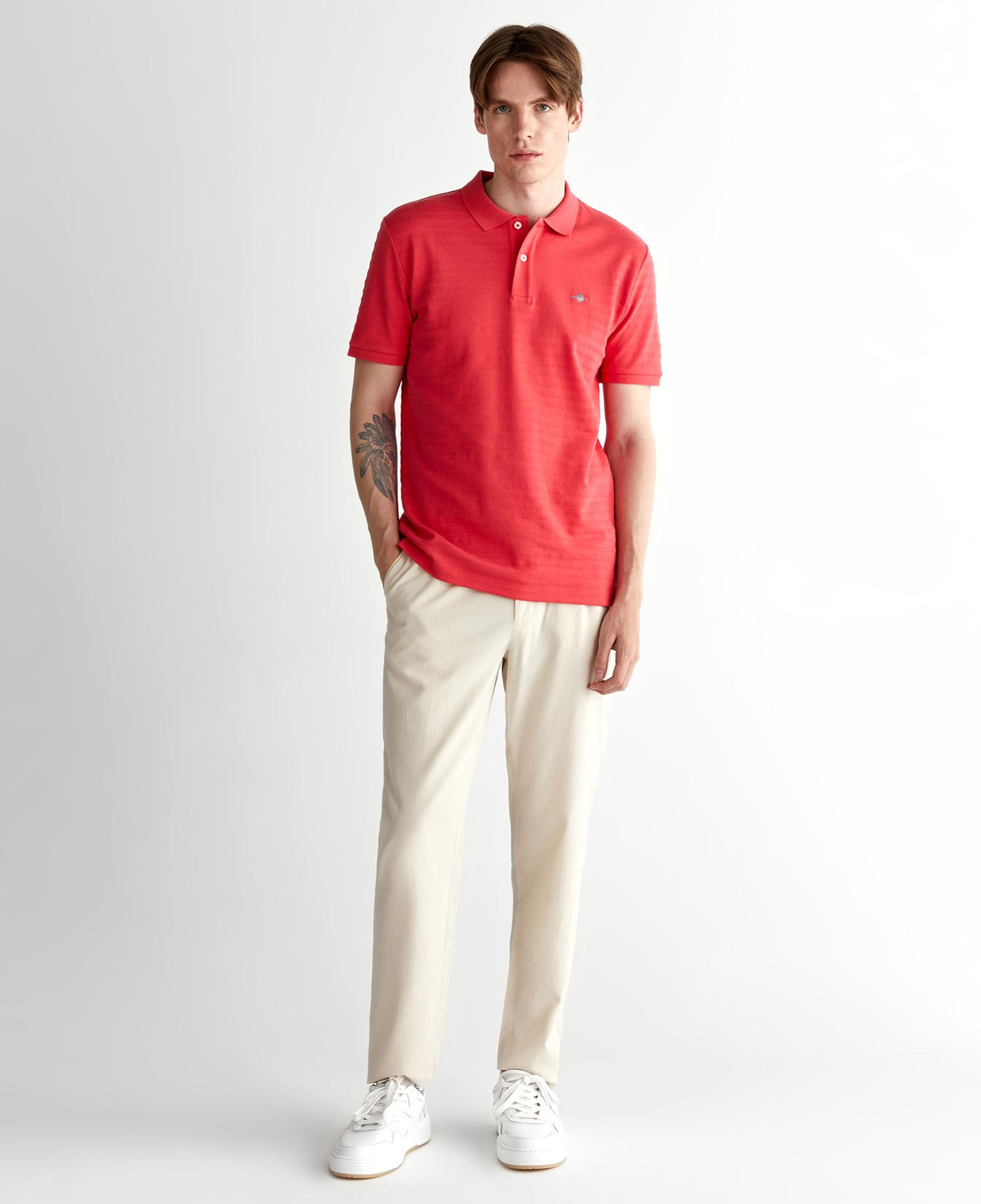 GANT Erkek Kırmızı Regular Fit Çizgili Polo