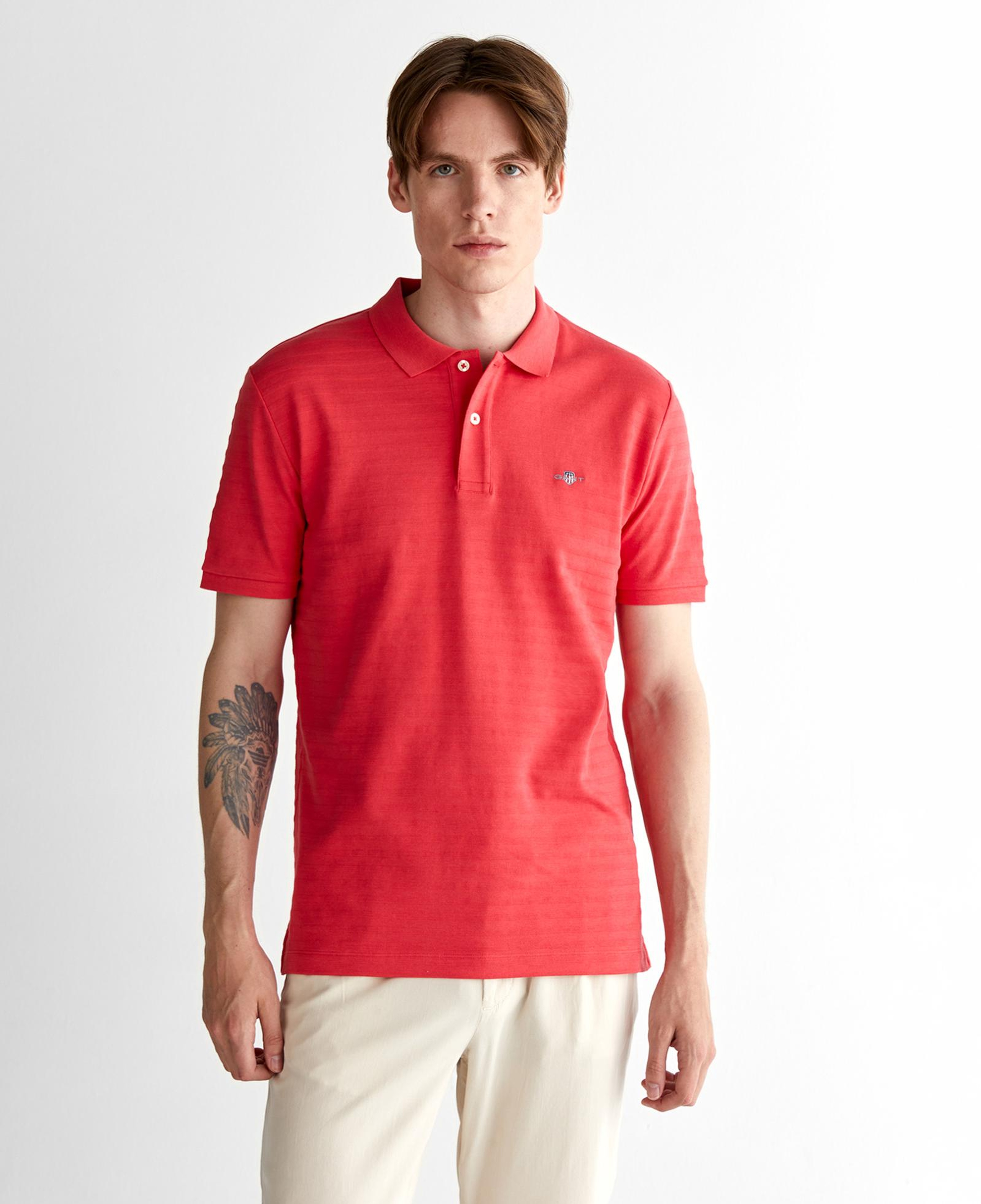 GANT Erkek Kırmızı Regular Fit Çizgili Polo