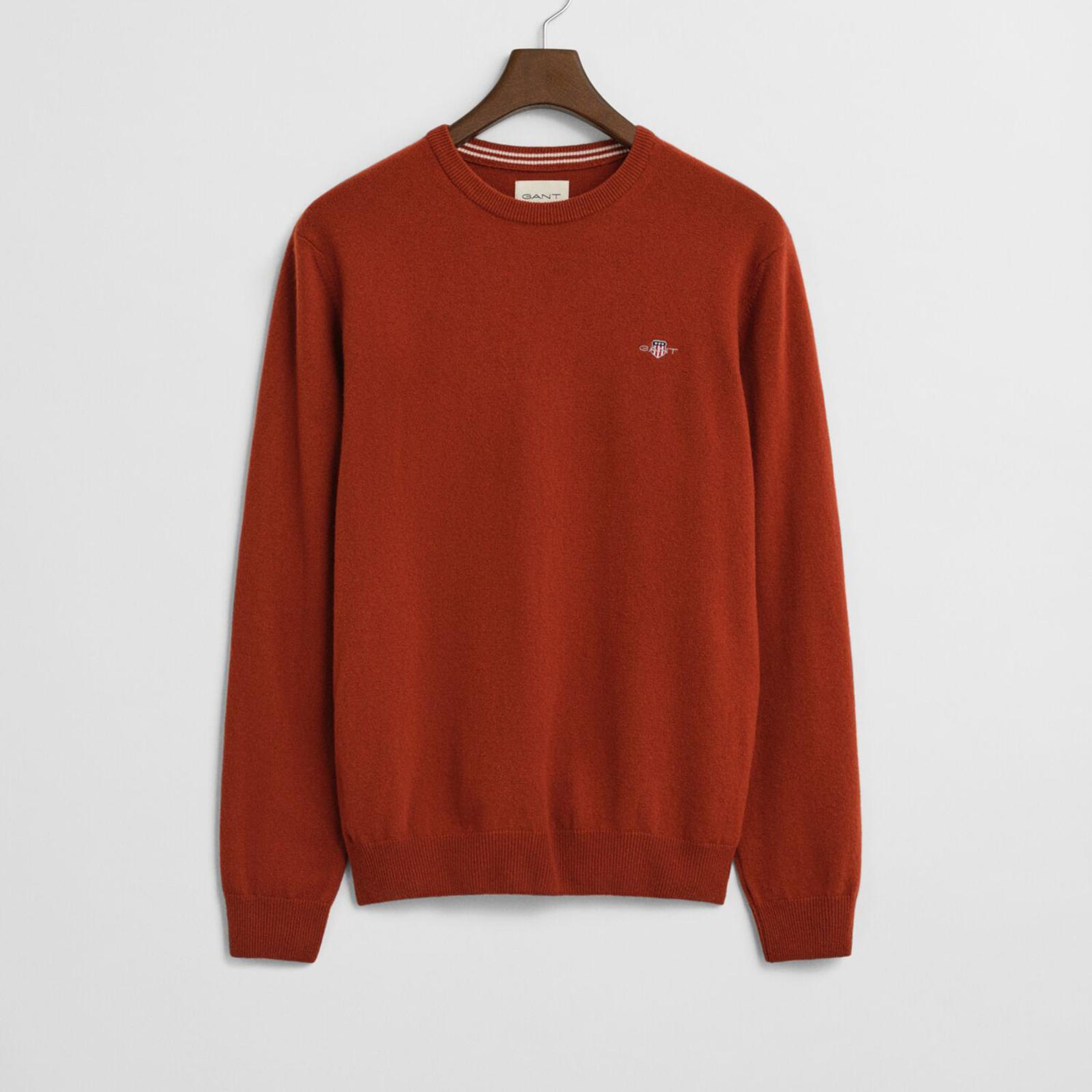 GANT Erkek Kırmızı Regular Fit Bisiklet Yaka Yün Kazak