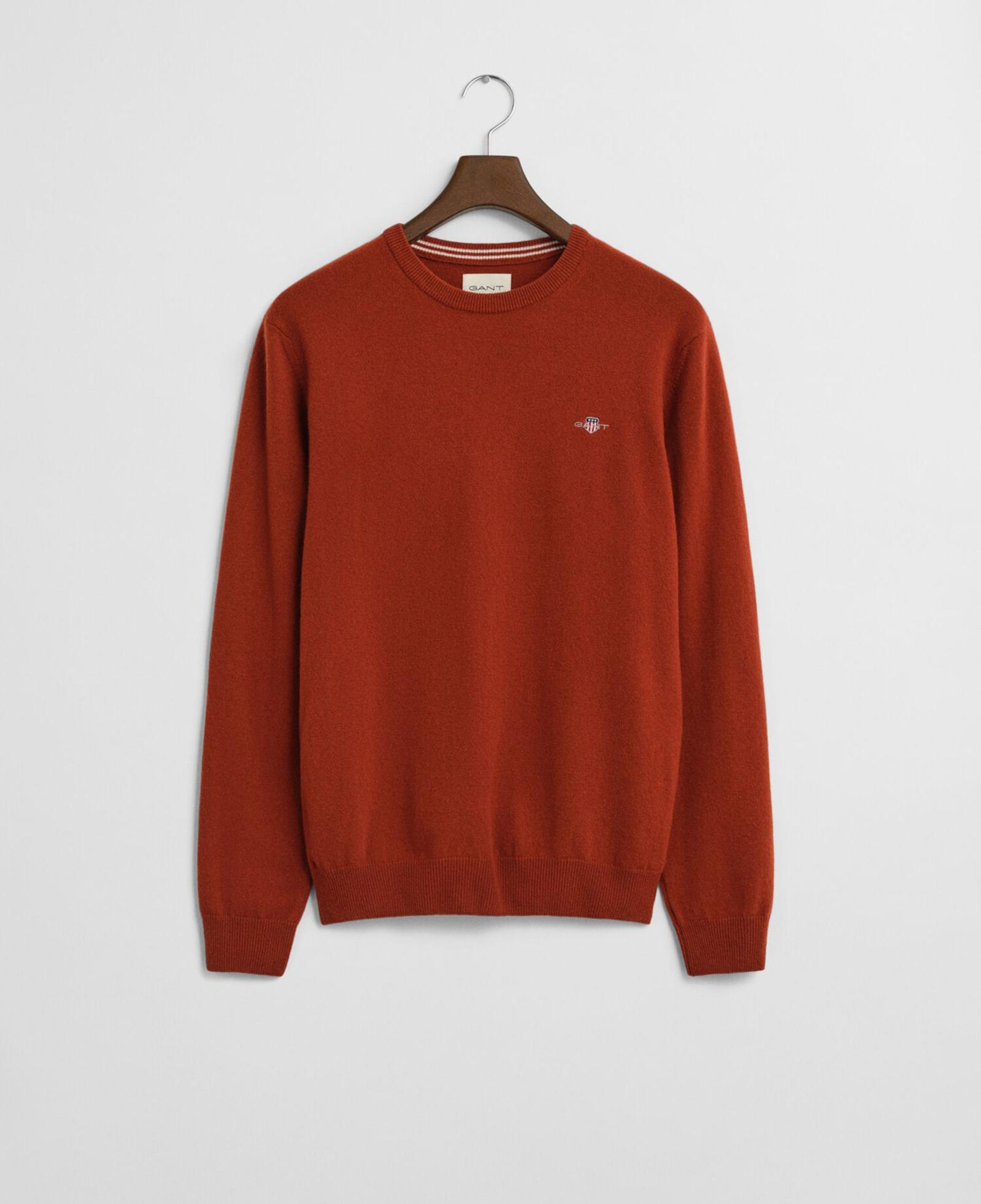 GANT Erkek Kırmızı Regular Fit Bisiklet Yaka Yün Kazak