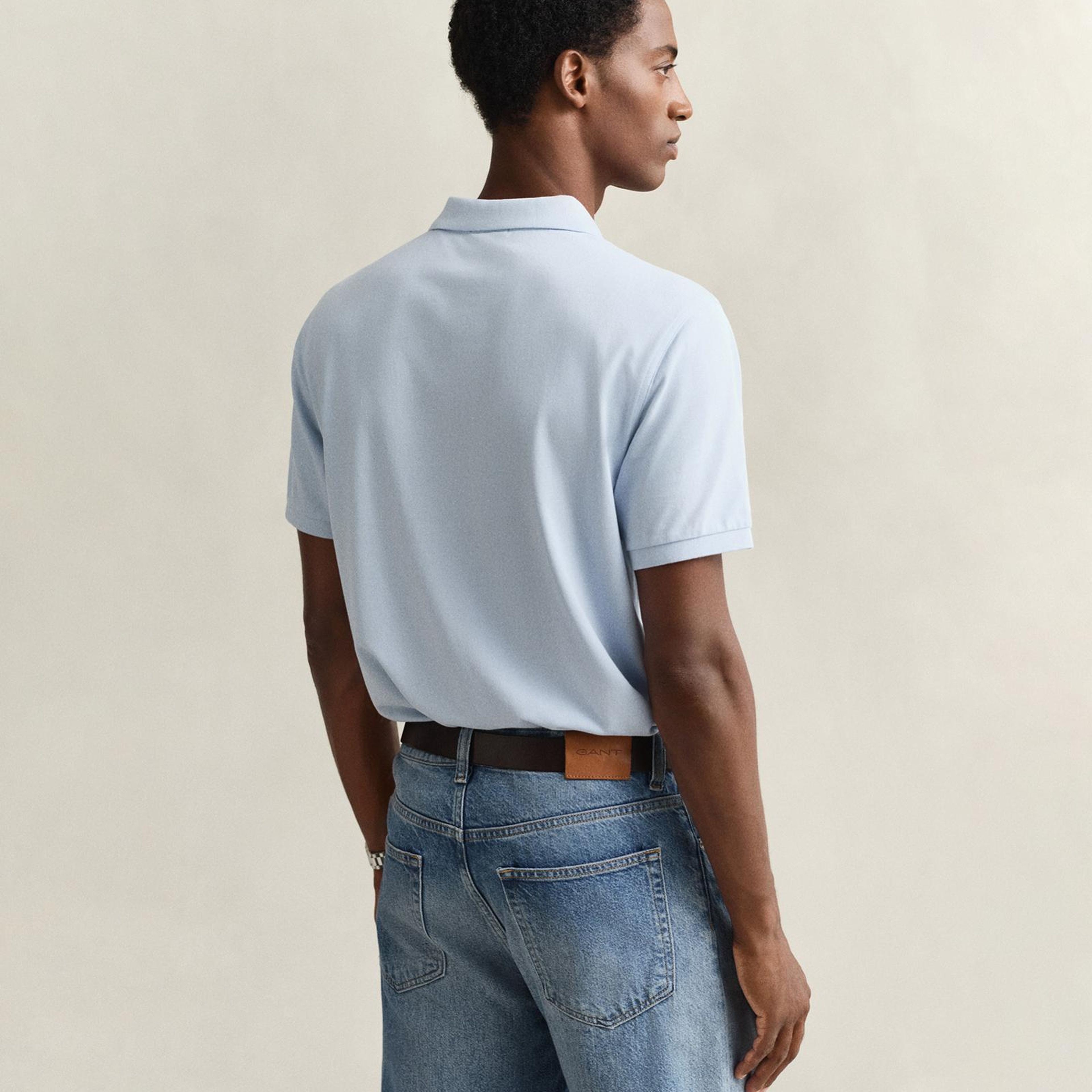 GANT Erkek Mavi Regular Fit Logolu Polo Yaka T-Shirt