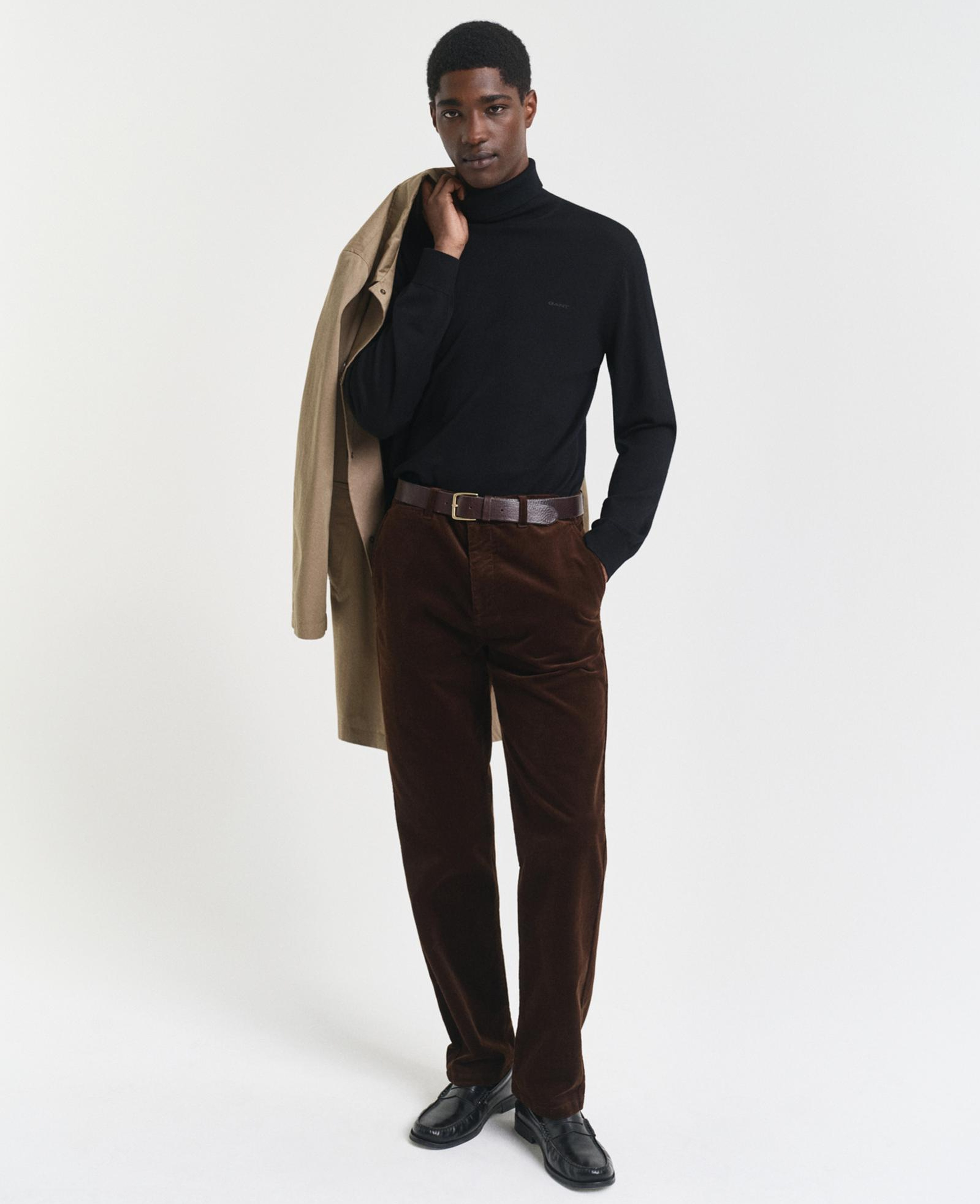 GANT Erkek Kahverengi Regular Fit Cord Chino Pantolon