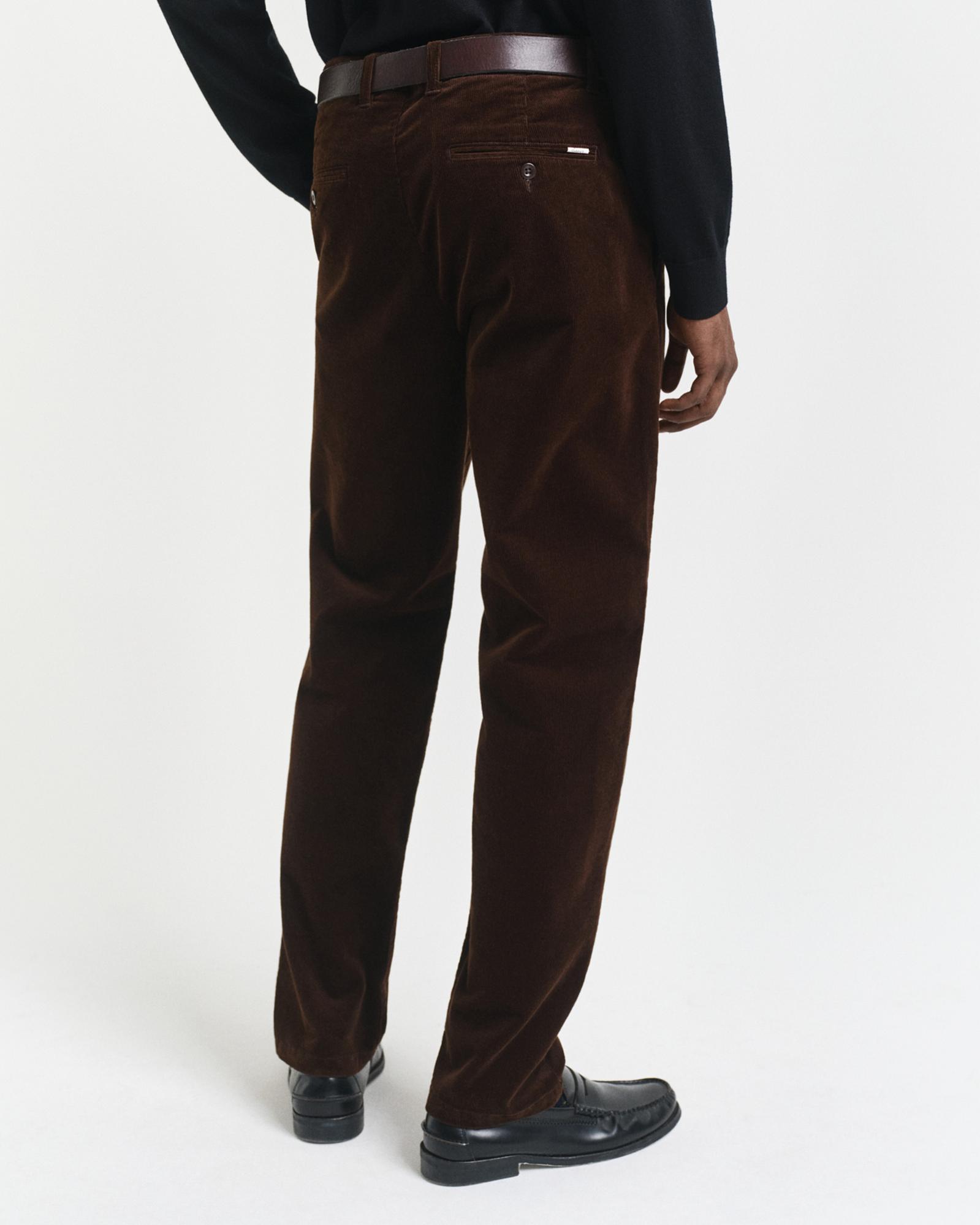 GANT Erkek Kahverengi Regular Fit Cord Chino Pantolon