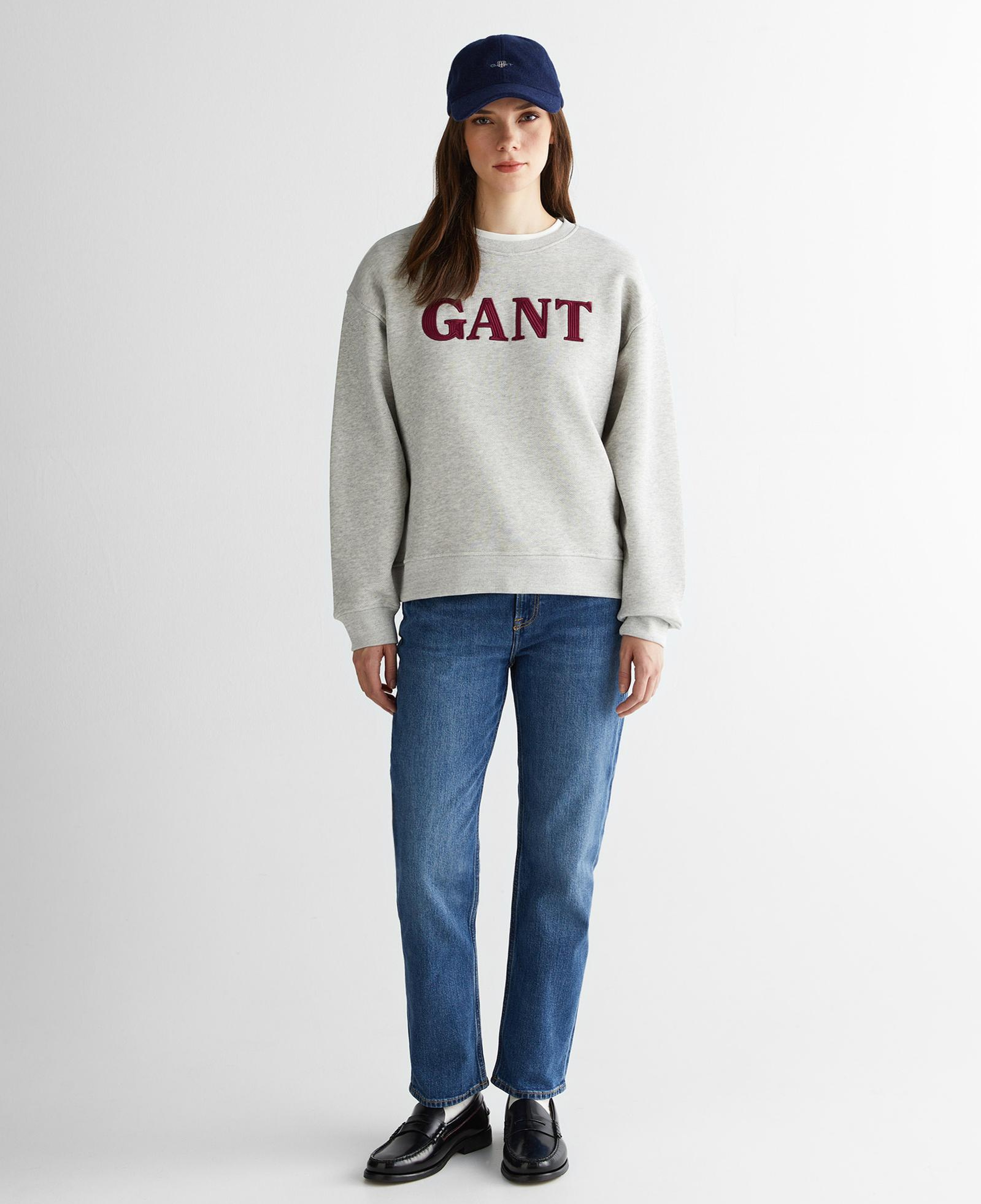 GANT Kadın Gri Relaxed Fit Bisiklet Yaka Sweatshirt