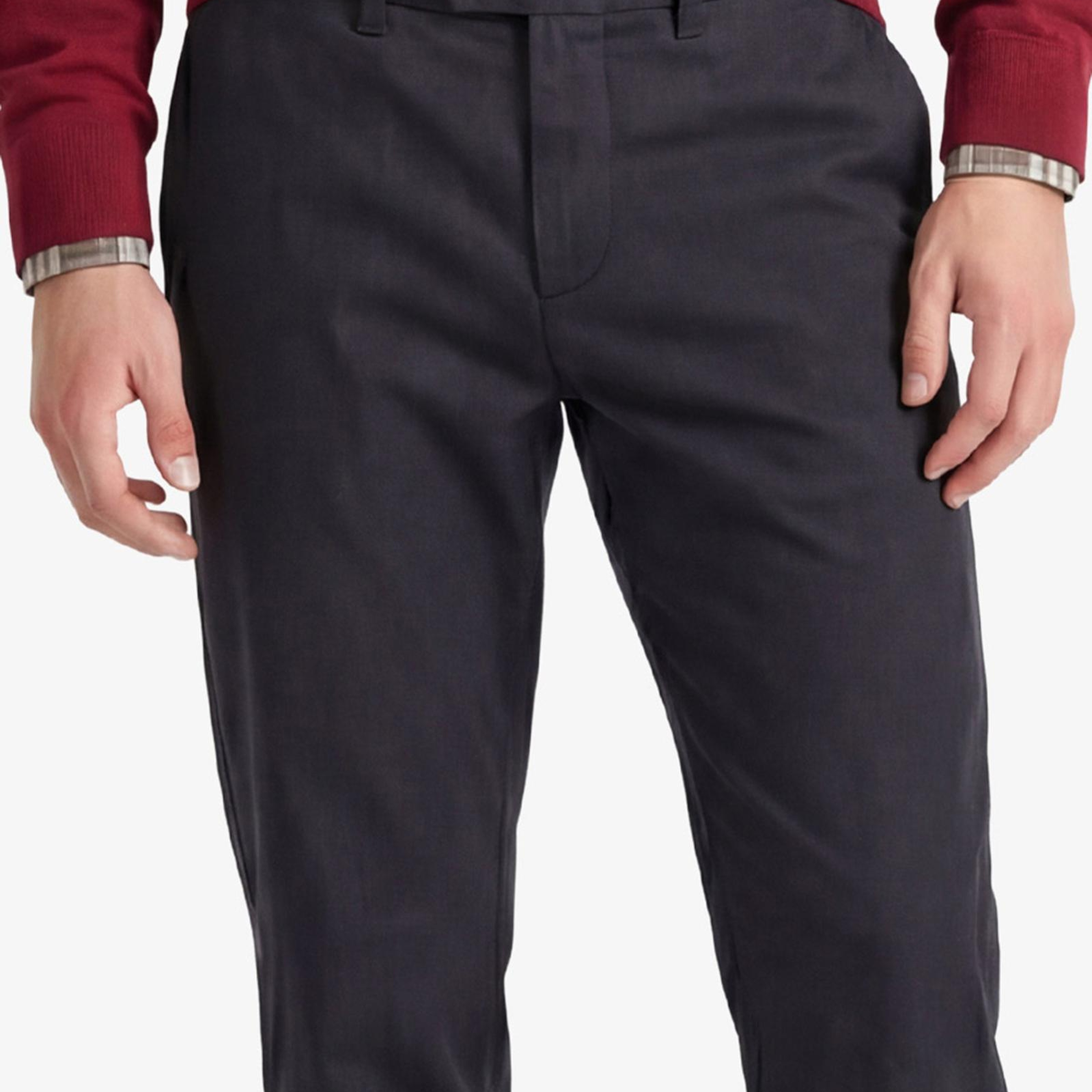 GANT Erkek Siyah Slim Fit Casual Herringbone Pantolon