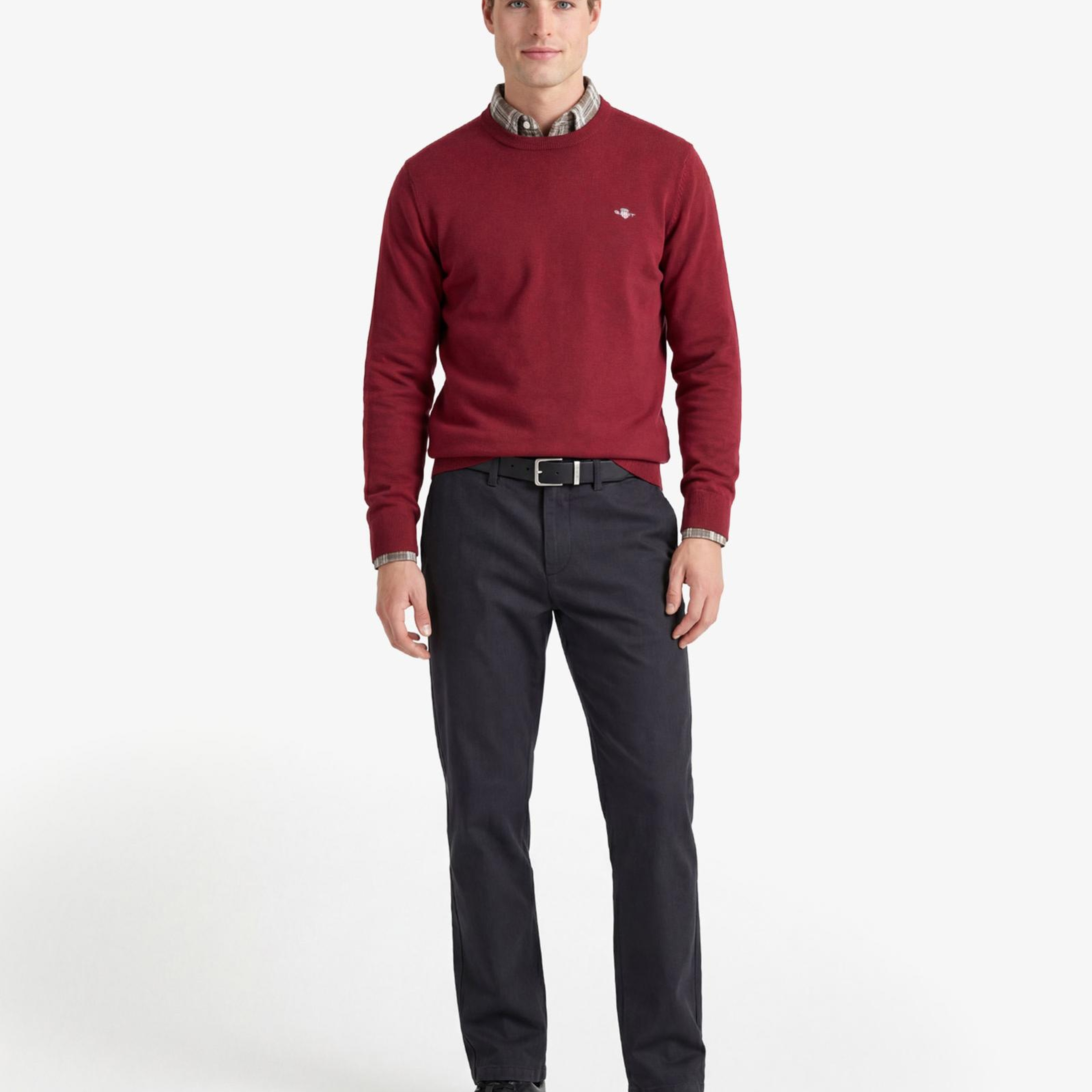 GANT Erkek Siyah Slim Fit Casual Herringbone Pantolon