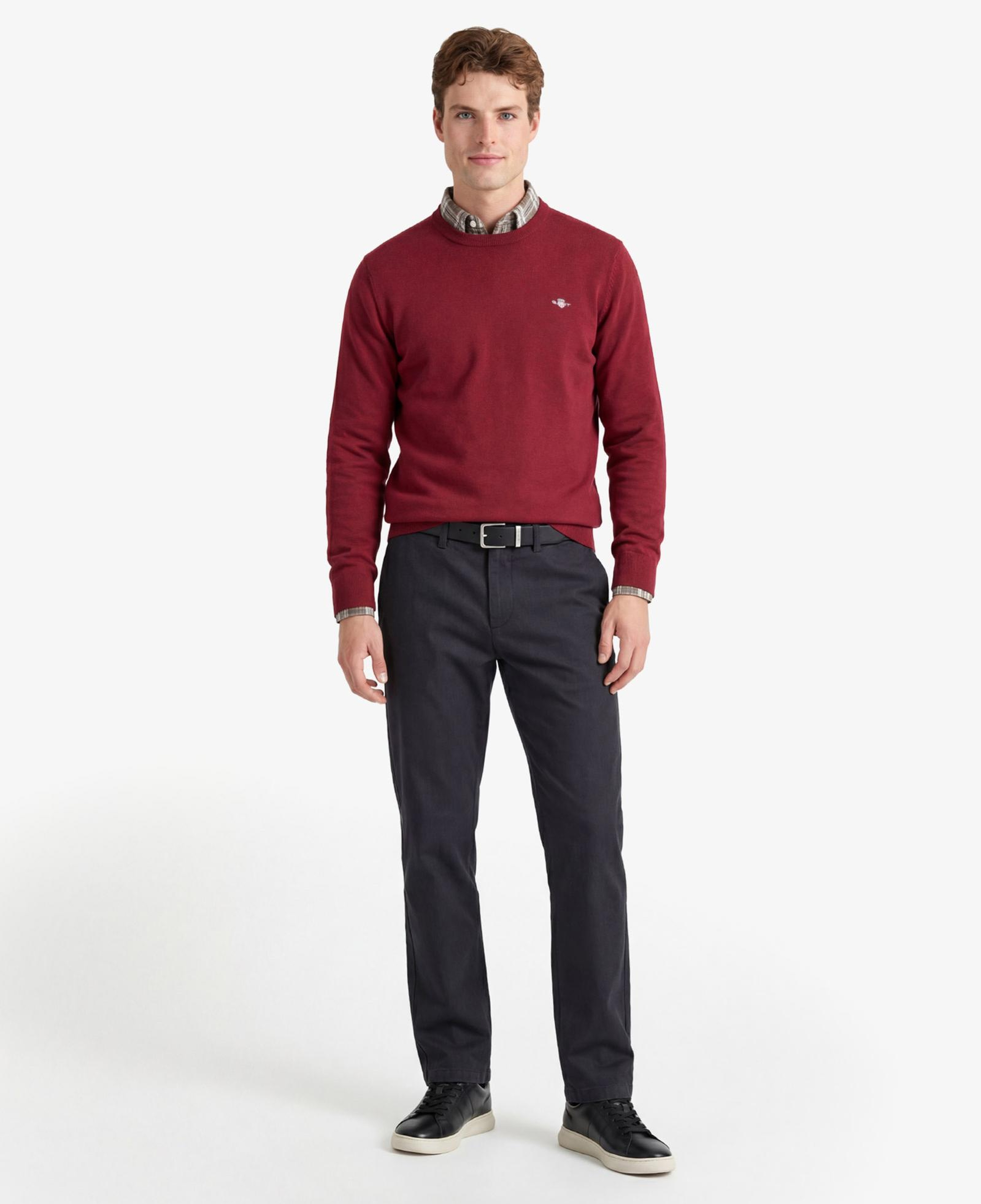 GANT Erkek Siyah Slim Fit Casual Herringbone Pantolon