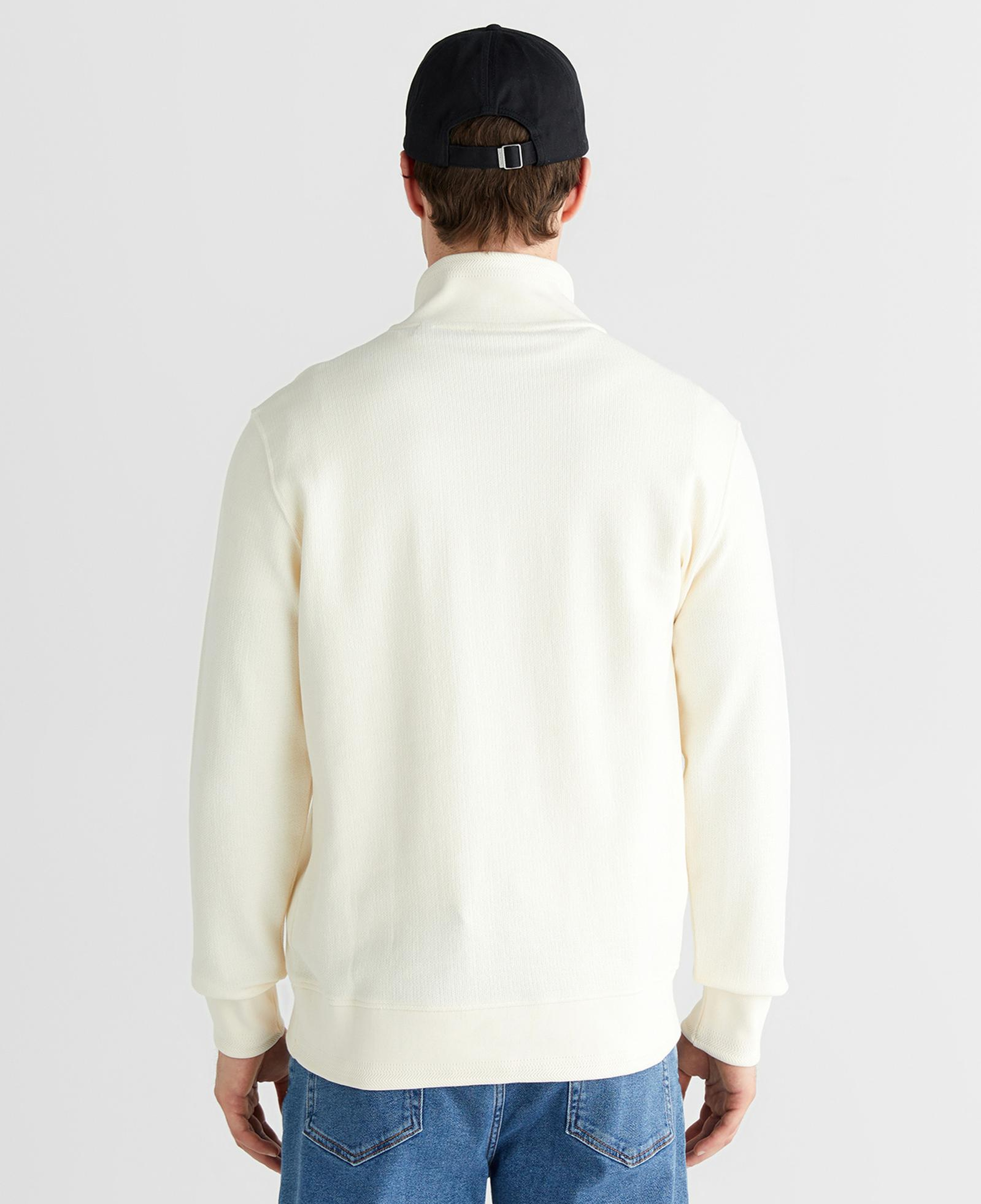 GANT Erkek Krem Yarım Fermuarlı Herringbone Kazak