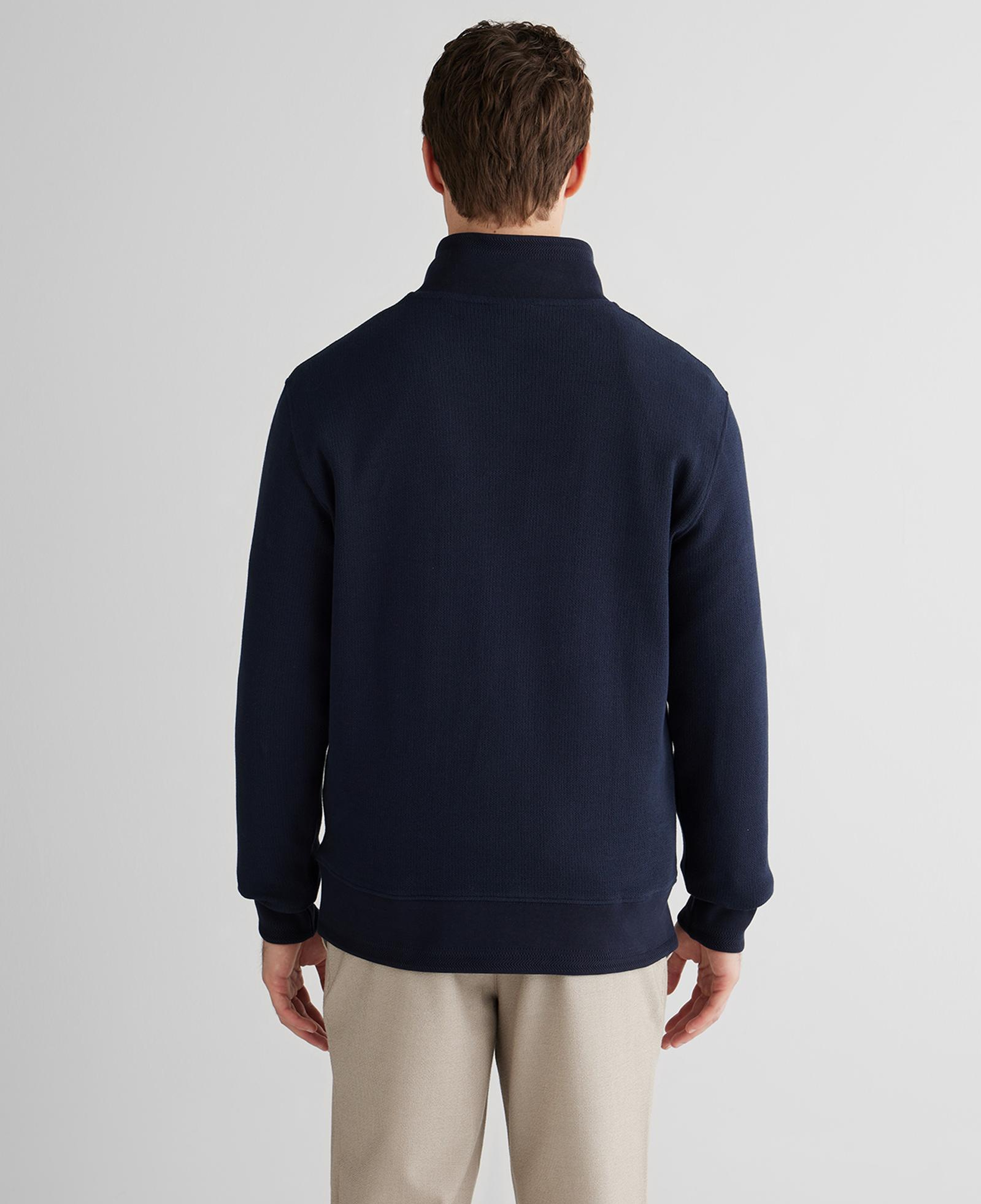 GANT Erkek Lacivert Yarım Fermuarlı Herringbone Kazak