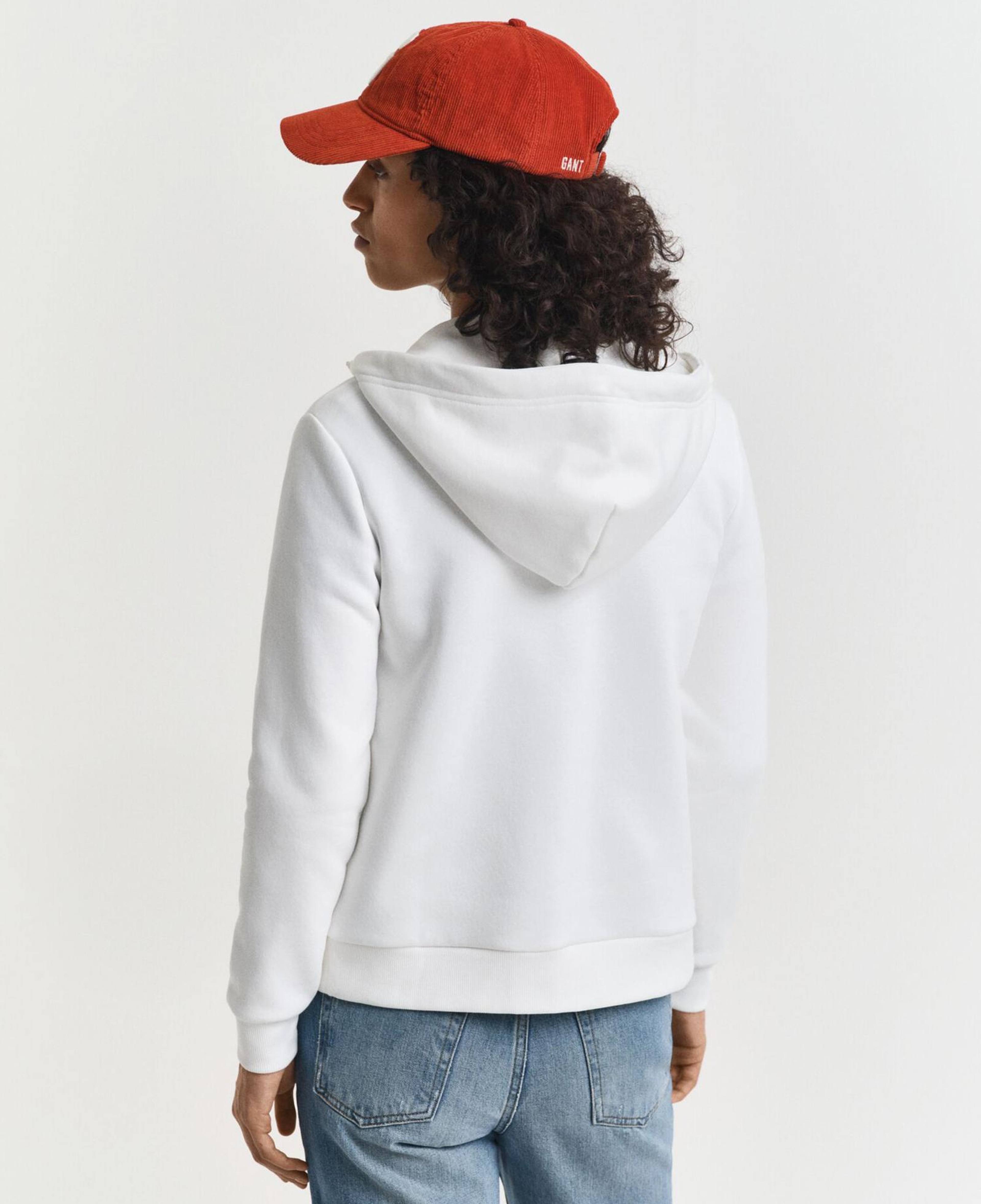 GANT Kadın Beyaz Regular Fit Kapüşonlu Fermuarlıı Sweatshirt