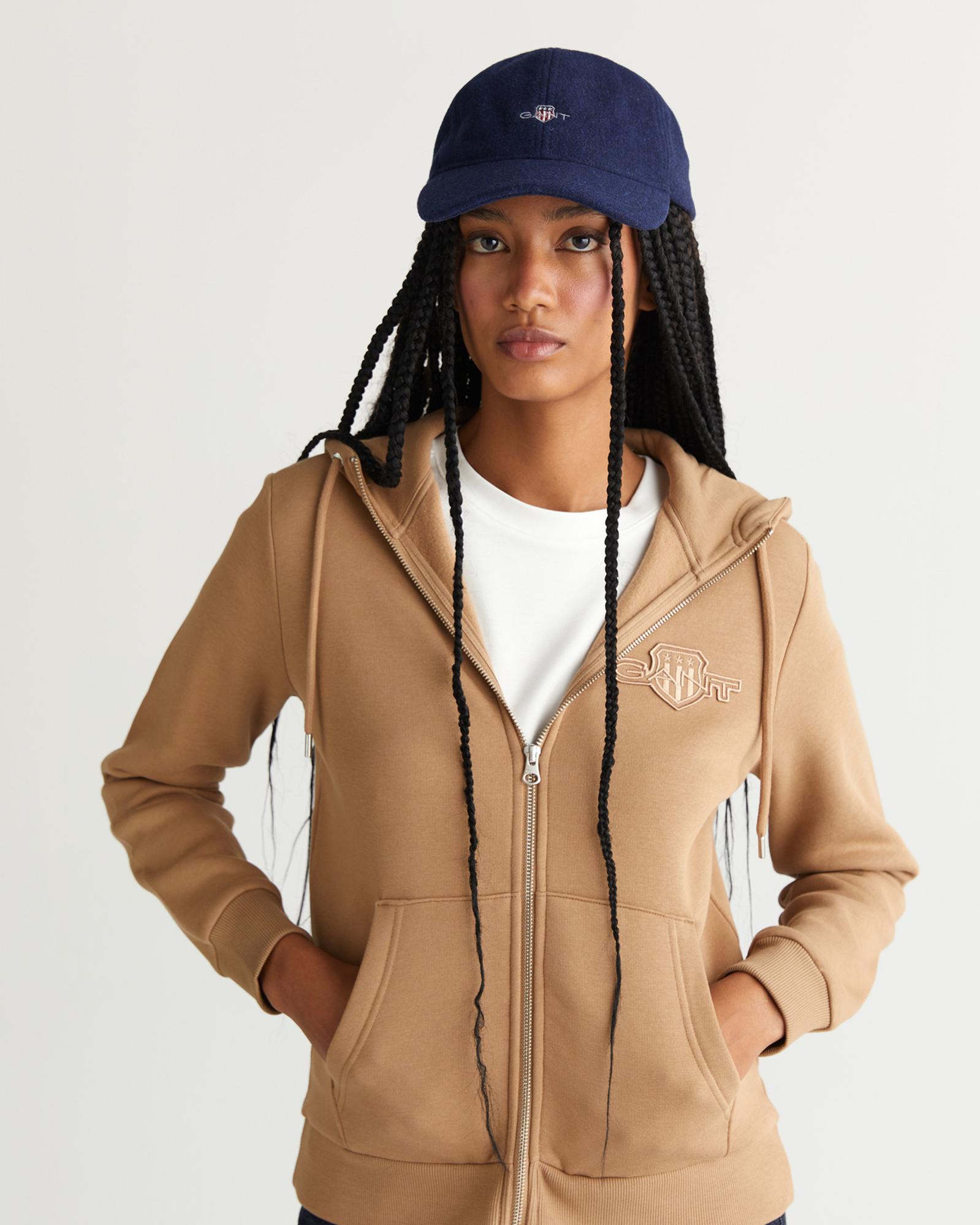 GANT Kadın Yeşil Regular Fit Kapüşonlu Fermuarlıı Sweatshirt