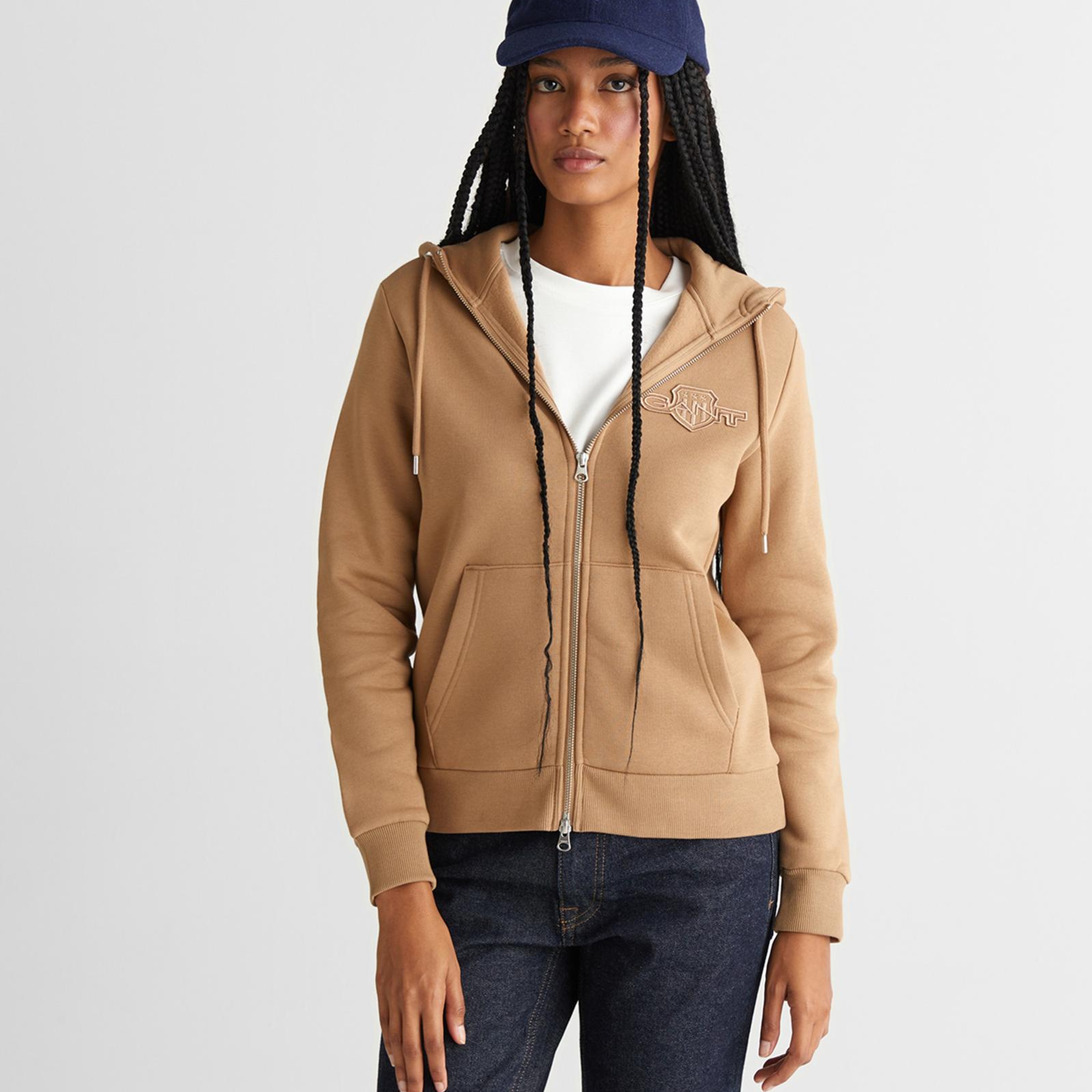 GANT Kadın Yeşil Regular Fit Kapüşonlu Fermuarlıı Sweatshirt