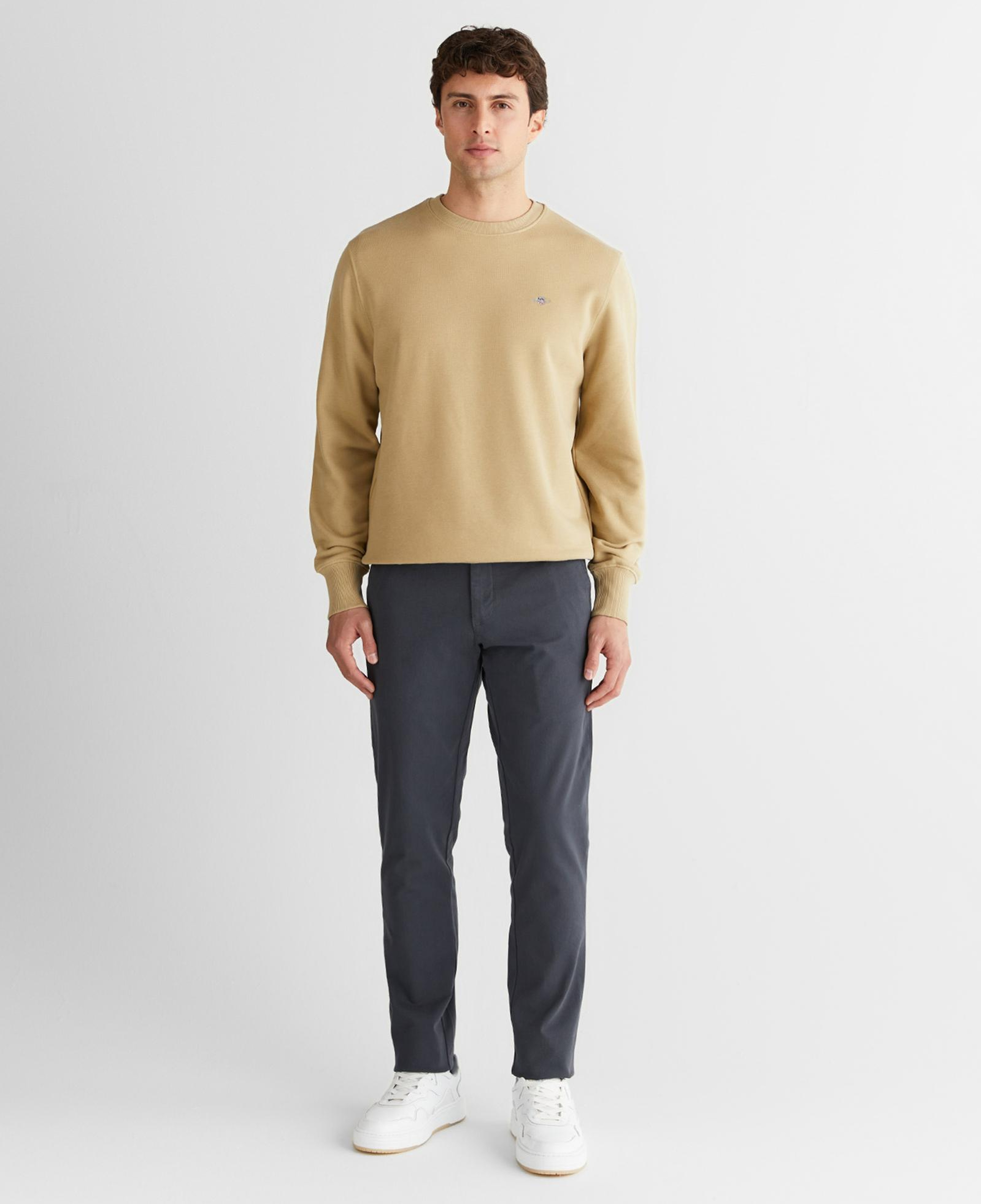 GANT Erkek Bej Regular Fit Bisiklet Yaka Sweatshirt