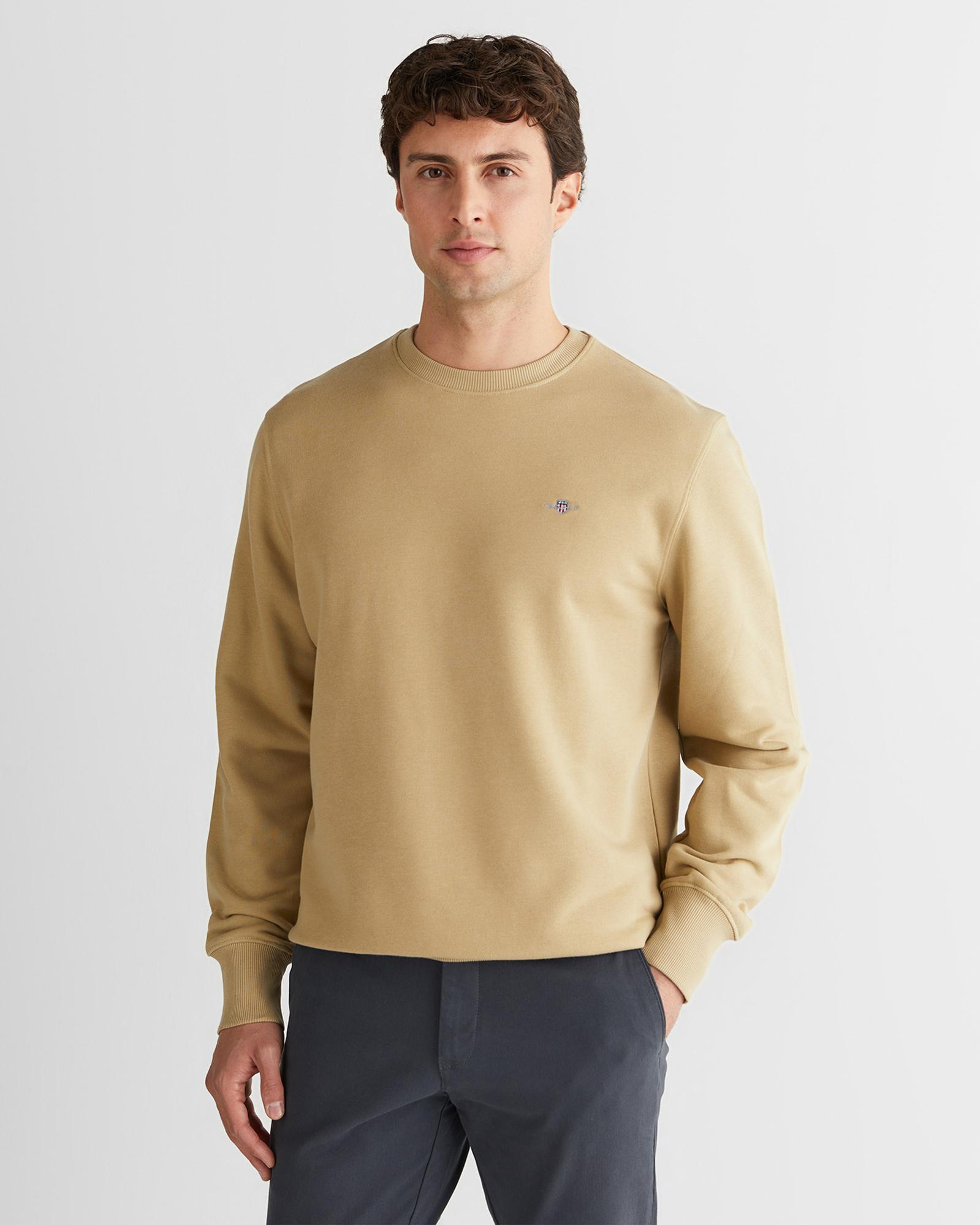 GANT Erkek Bej Regular Fit Bisiklet Yaka Sweatshirt