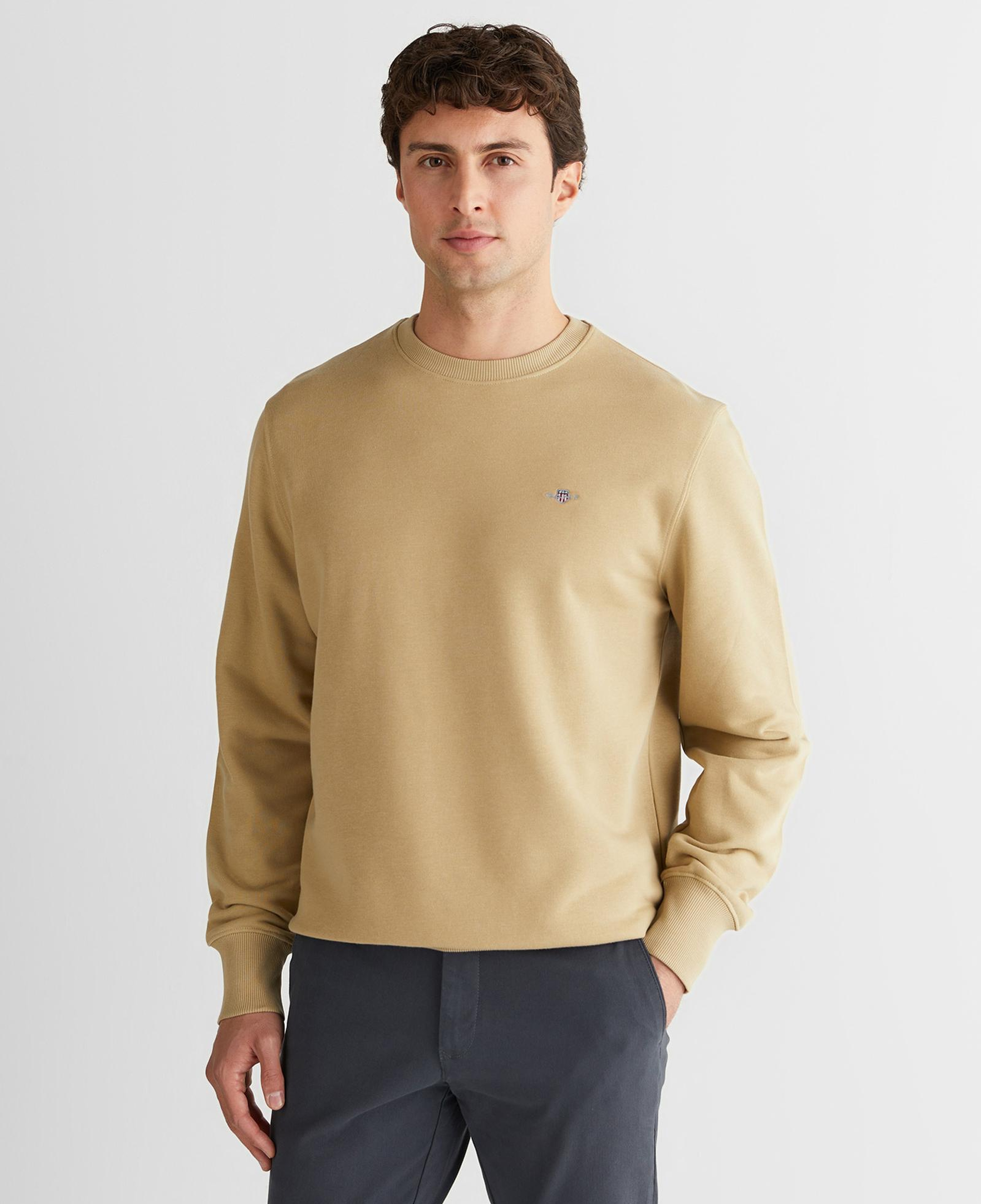 GANT Erkek Bej Regular Fit Bisiklet Yaka Sweatshirt