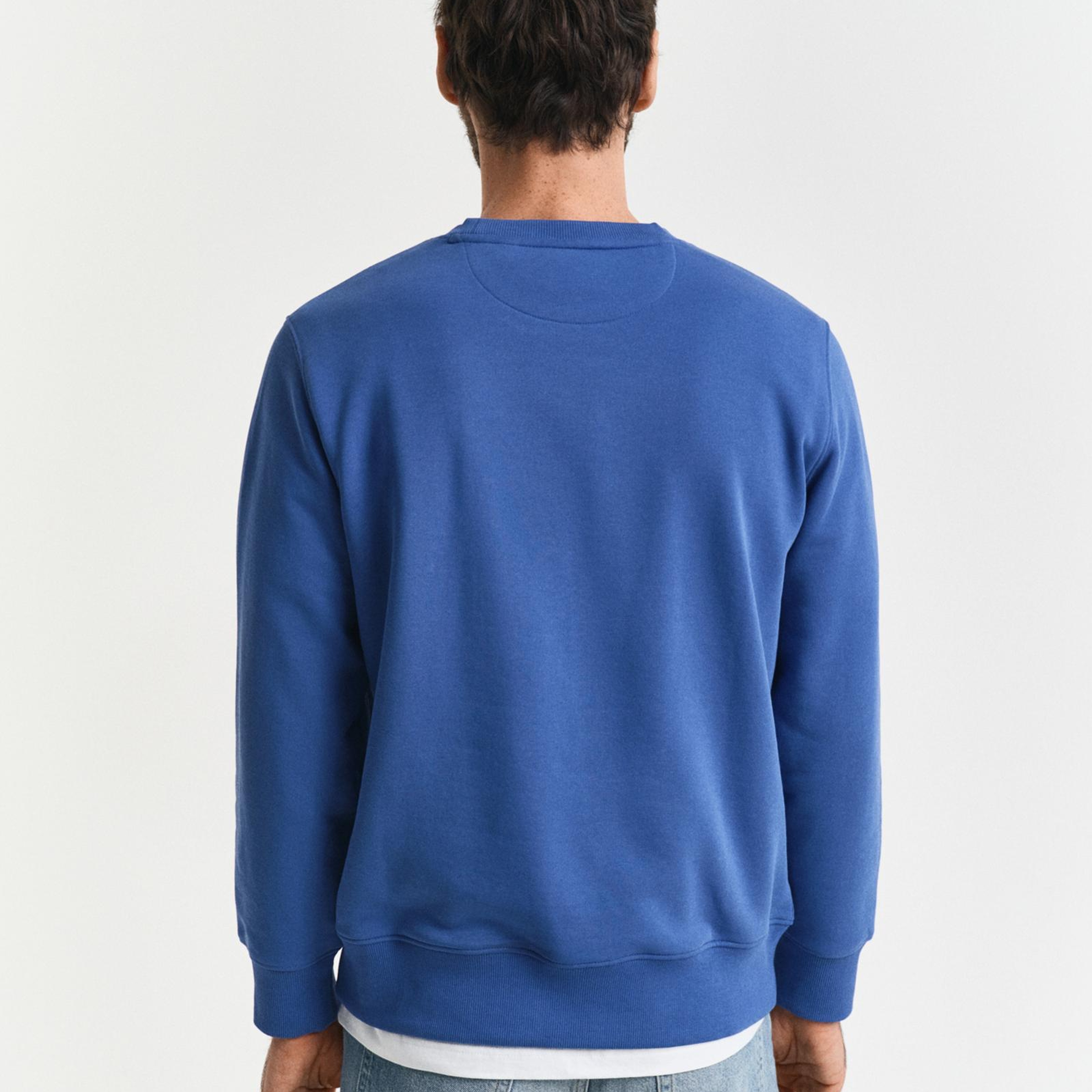 GANT Erkek Mavi Regular Fit Bisiklet Yaka Sweatshirt