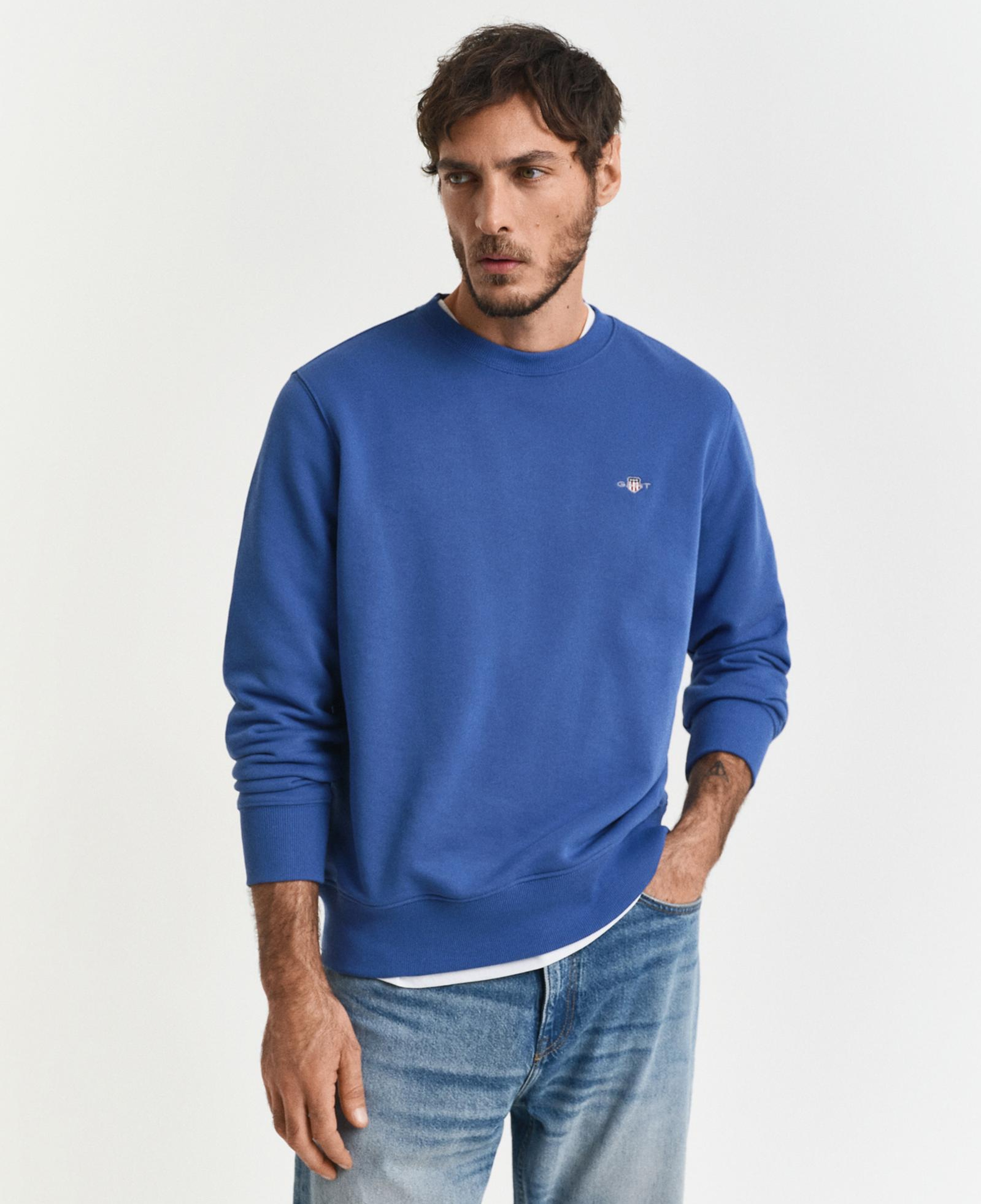 GANT Erkek Mavi Regular Fit Bisiklet Yaka Sweatshirt