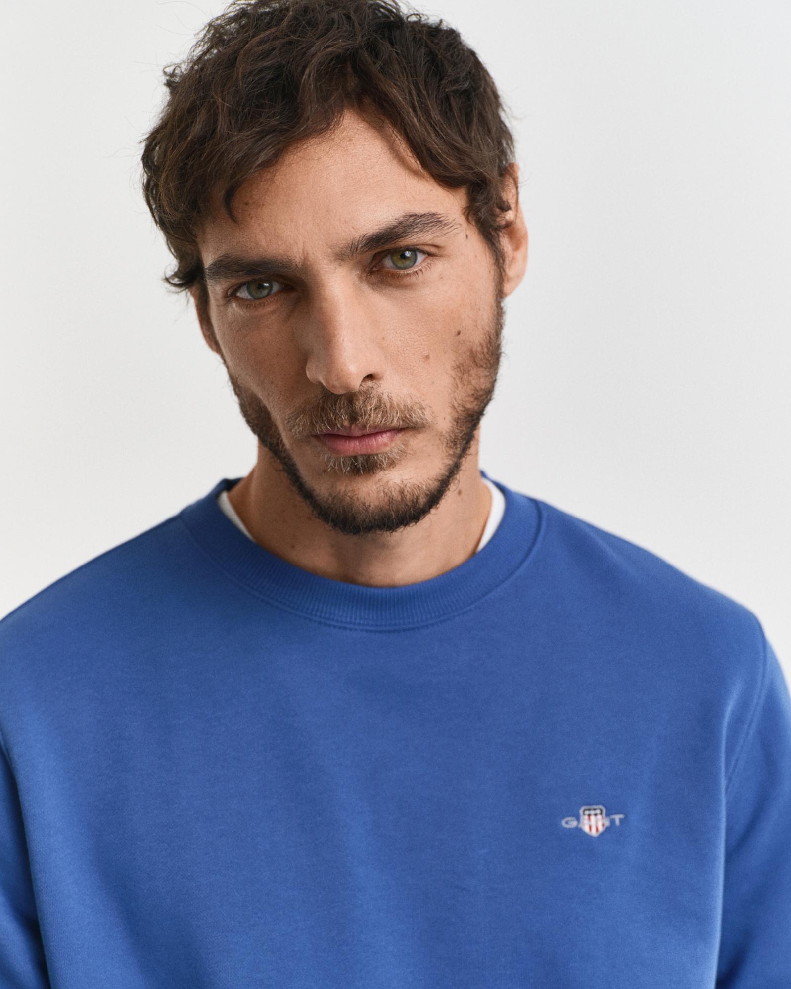 GANT Erkek Mavi Regular Fit Bisiklet Yaka Sweatshirt