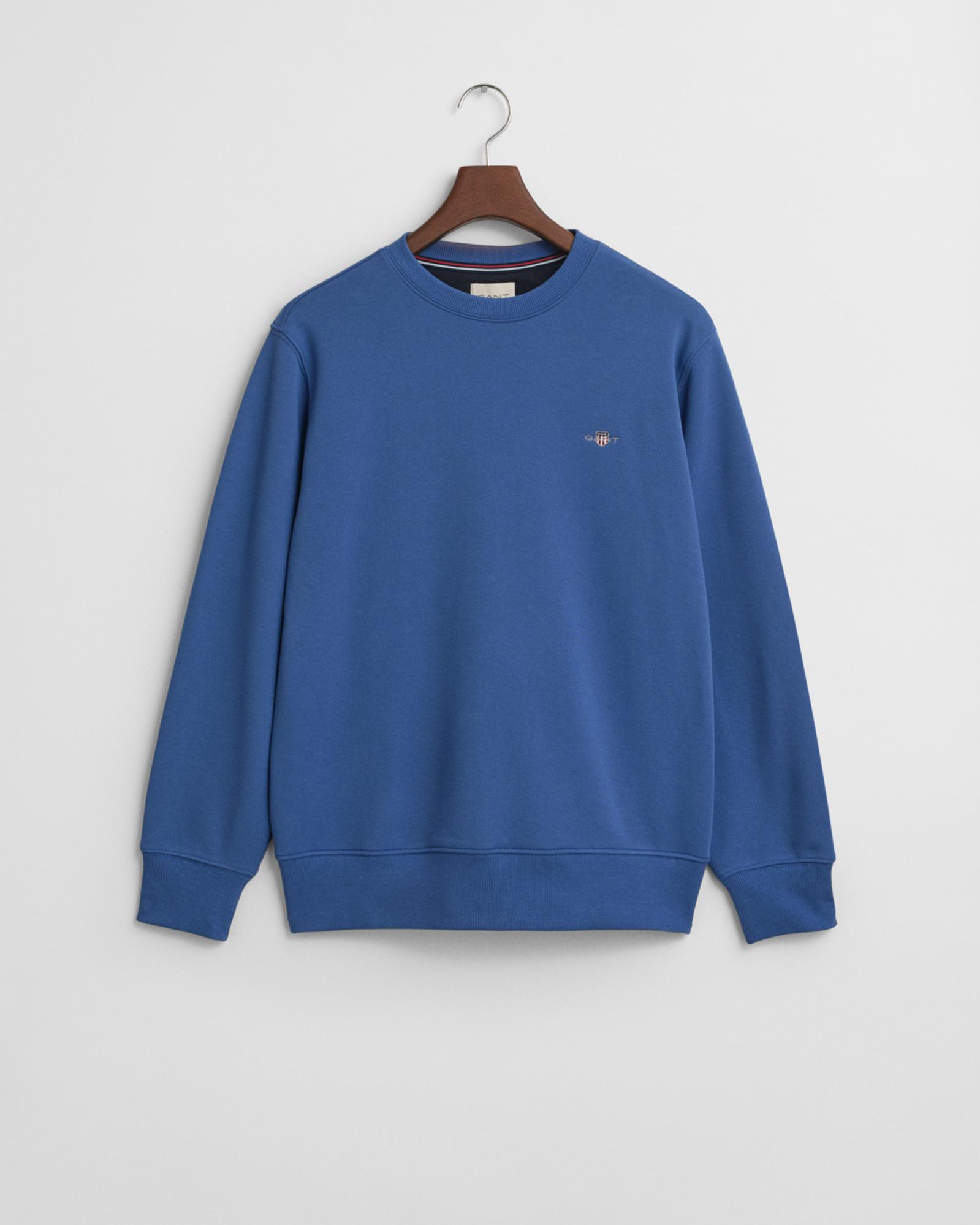 GANT Erkek Mavi Regular Fit Bisiklet Yaka Sweatshirt