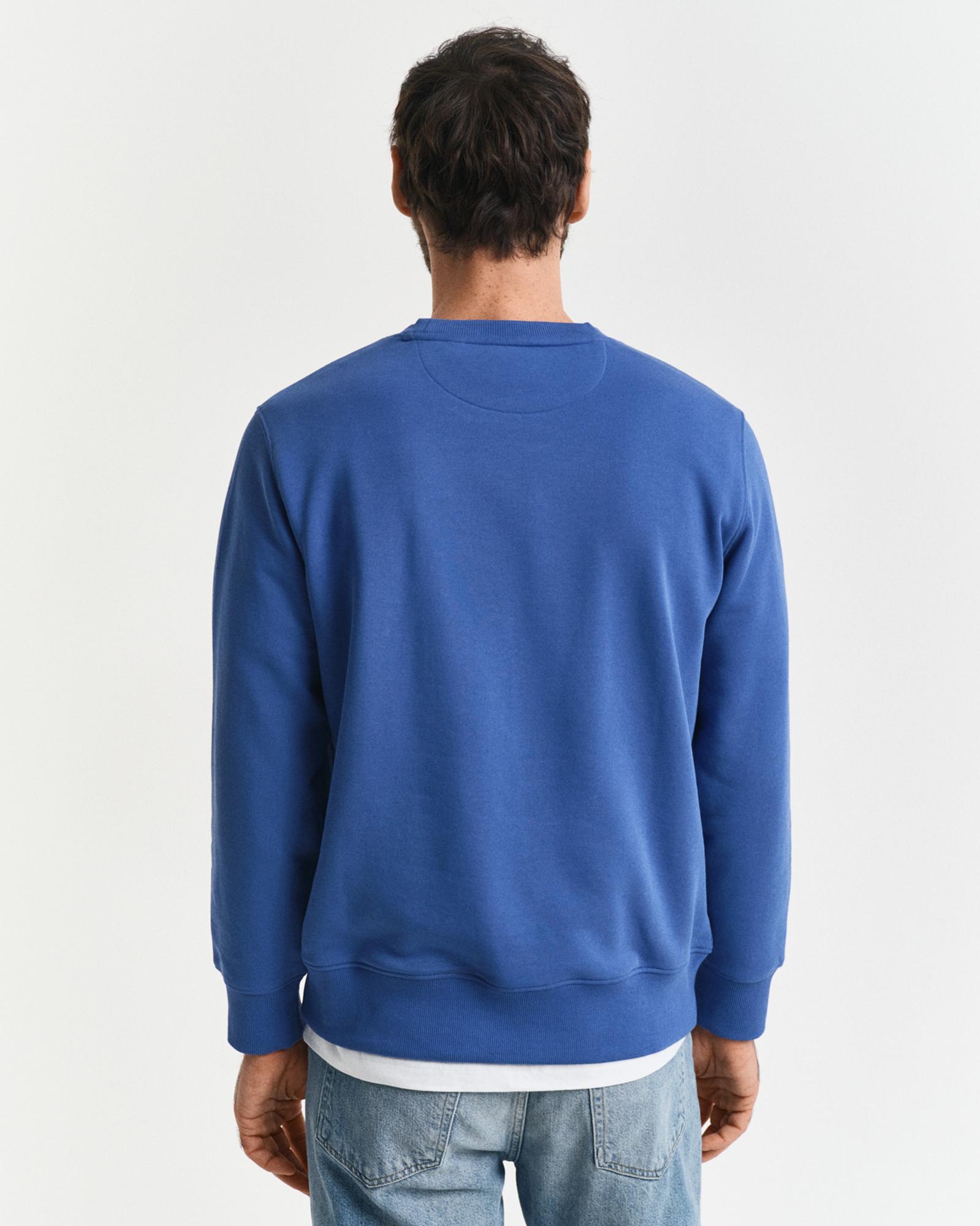 GANT Erkek Mavi Regular Fit Bisiklet Yaka Sweatshirt