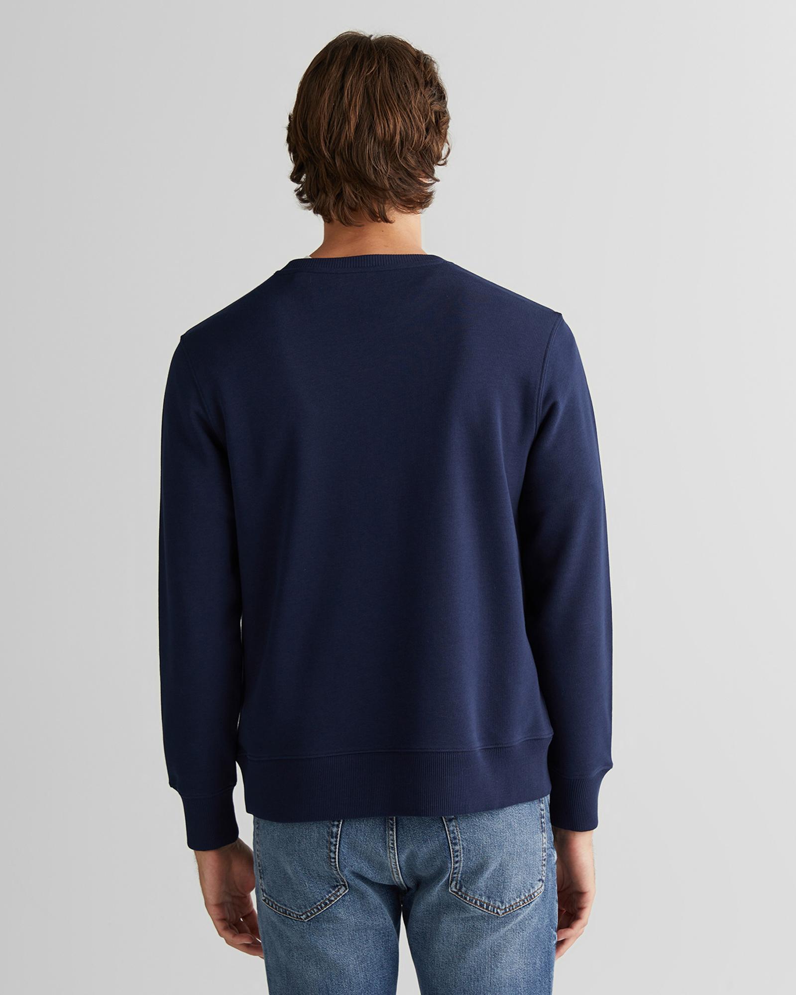 GANT Erkek Lacivert Regular Fit Bisiklet Yaka Logolu Sweatshirt