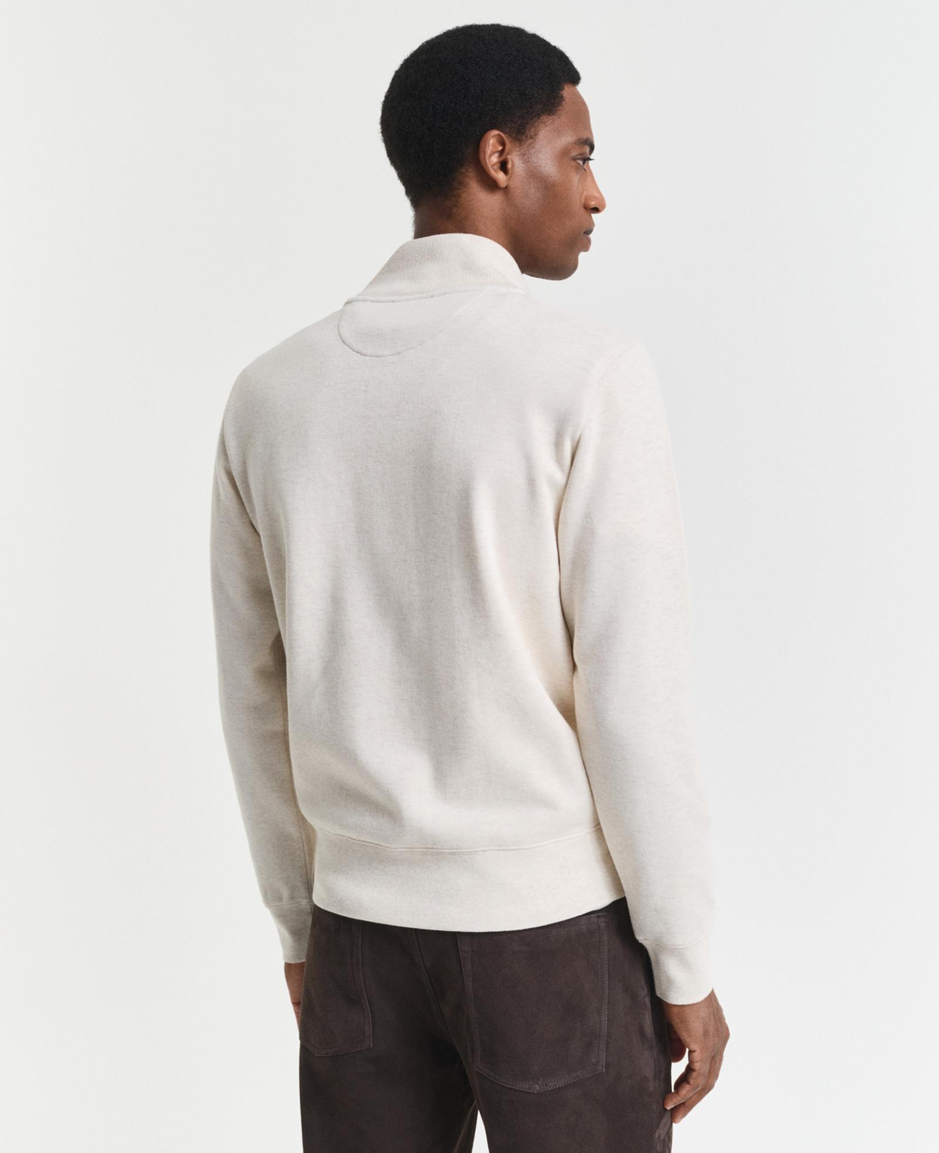 GANT Erkek Krem Regular Fit Yarım Fermuarlı Sweatshirt