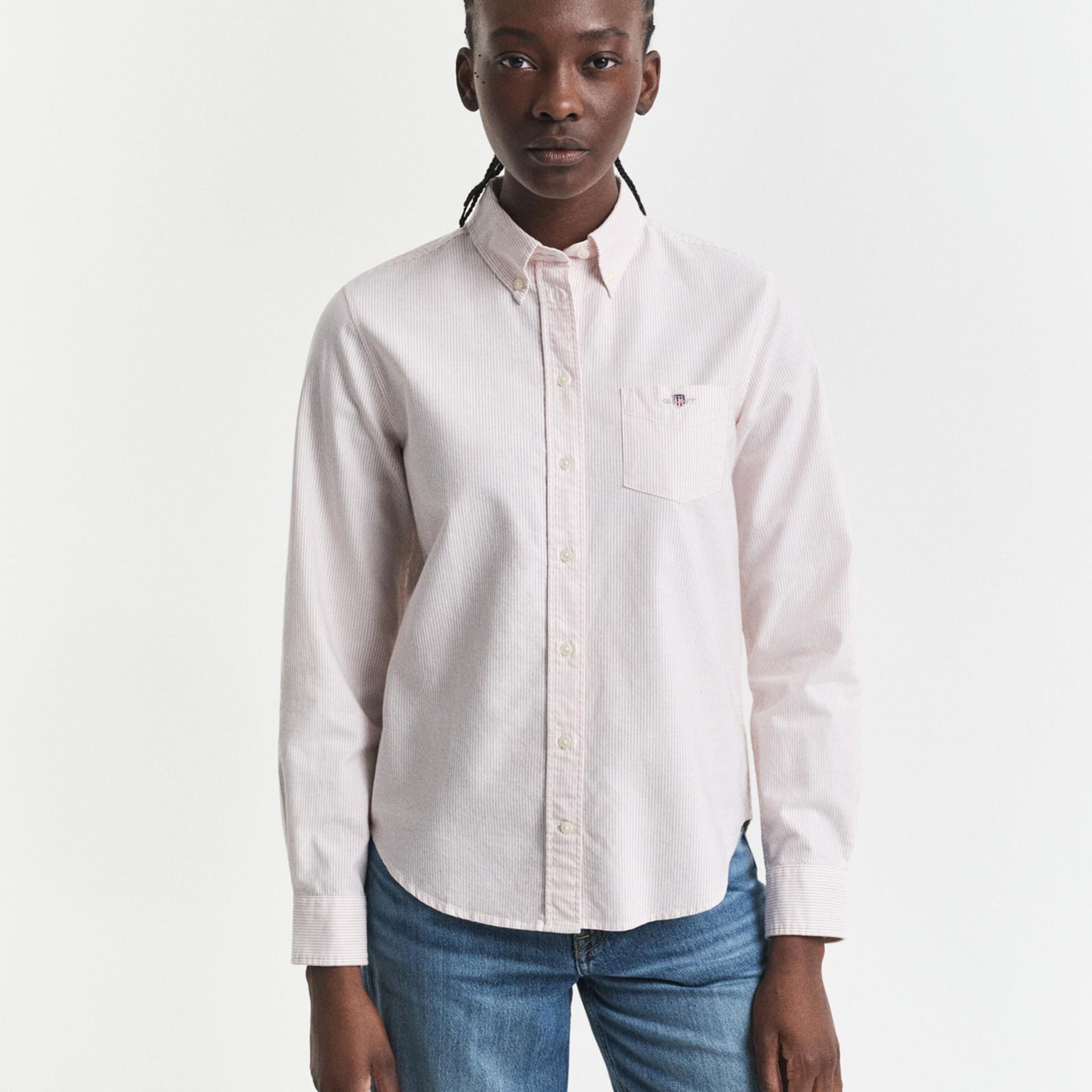 GANT Kadın Pembe Regular Fit Düğmeli Yaka Oxford Gömlek
