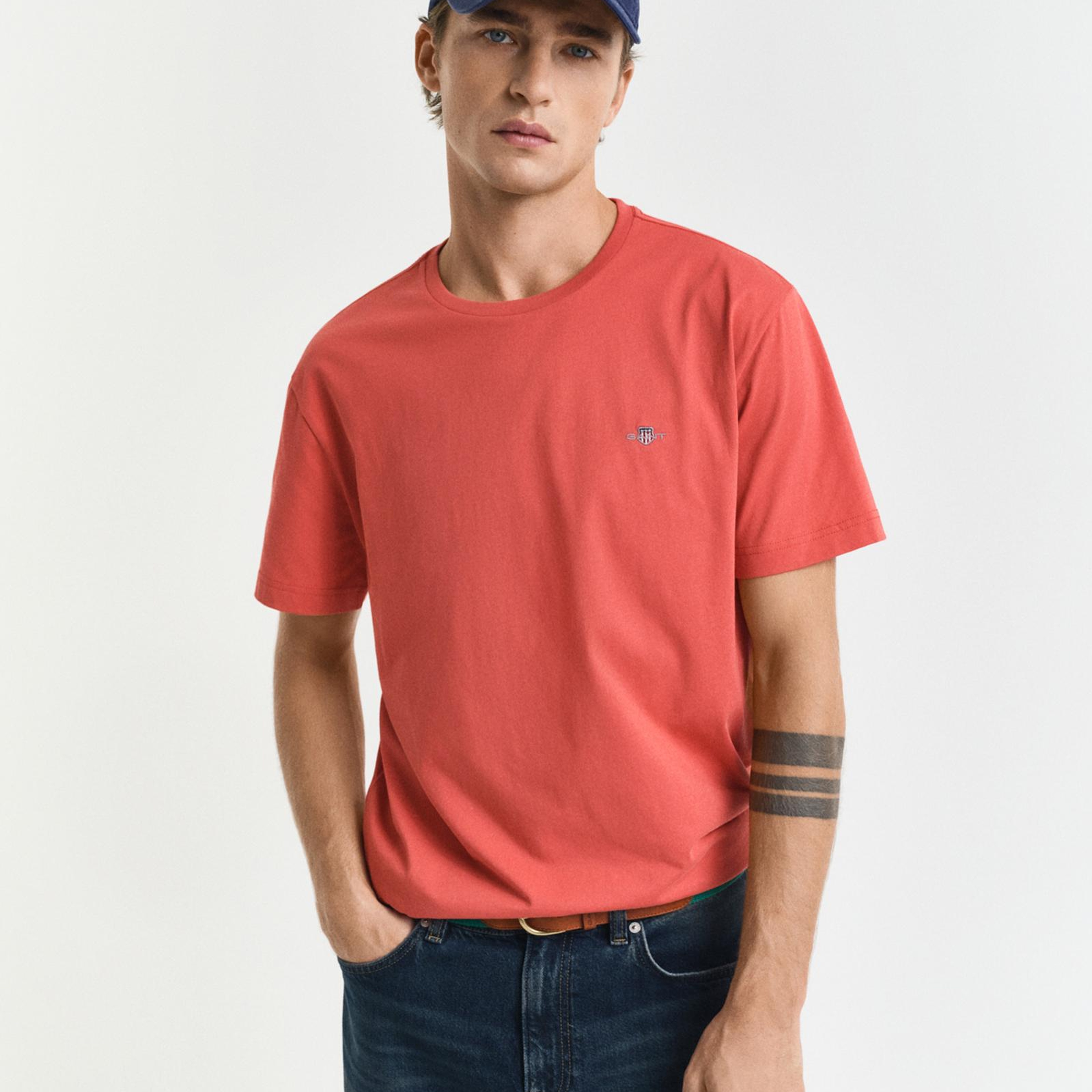 GANT Erkek Kırmızı Regular Fit Bisiklet Yaka T-Shirt