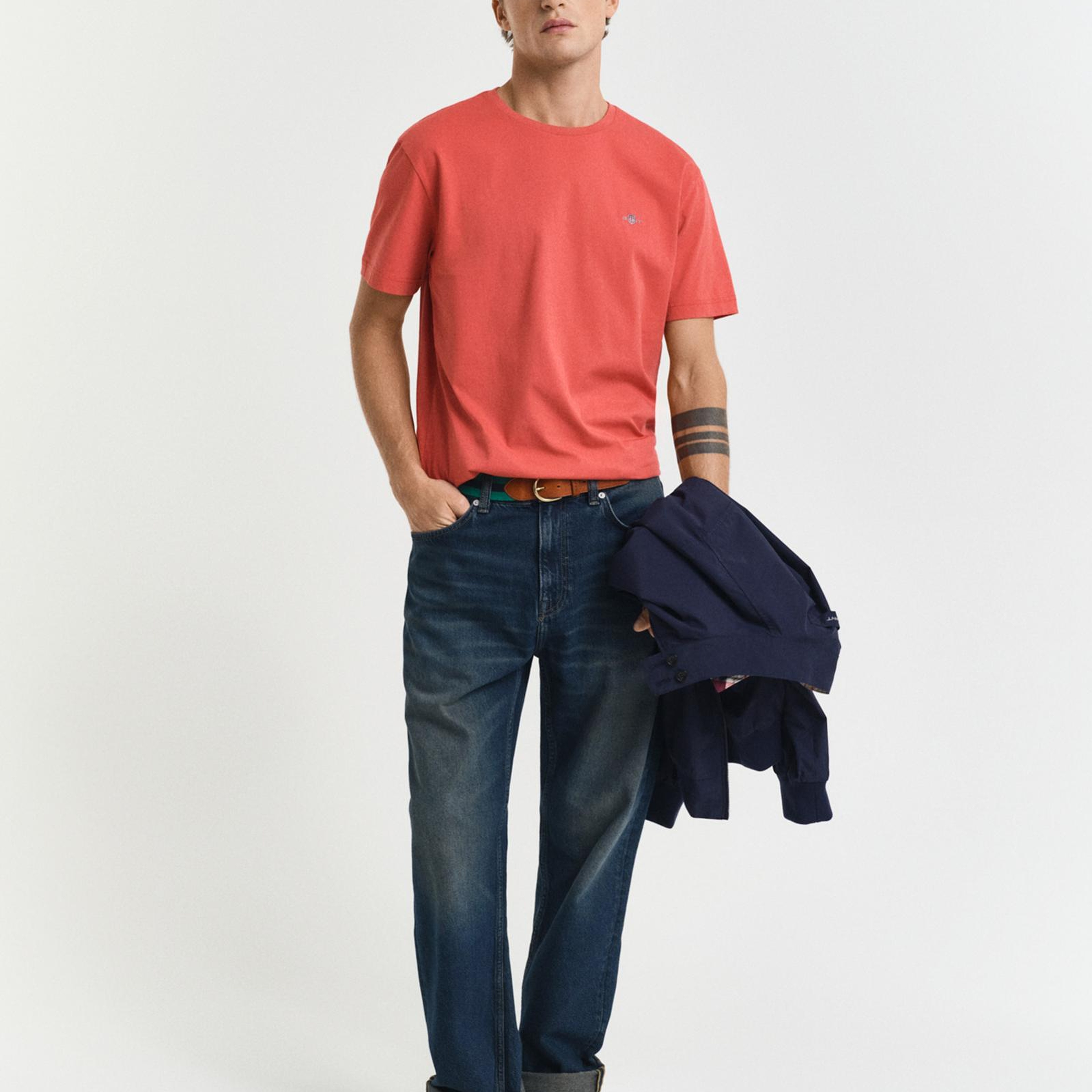 GANT Erkek Kırmızı Regular Fit Bisiklet Yaka T-Shirt