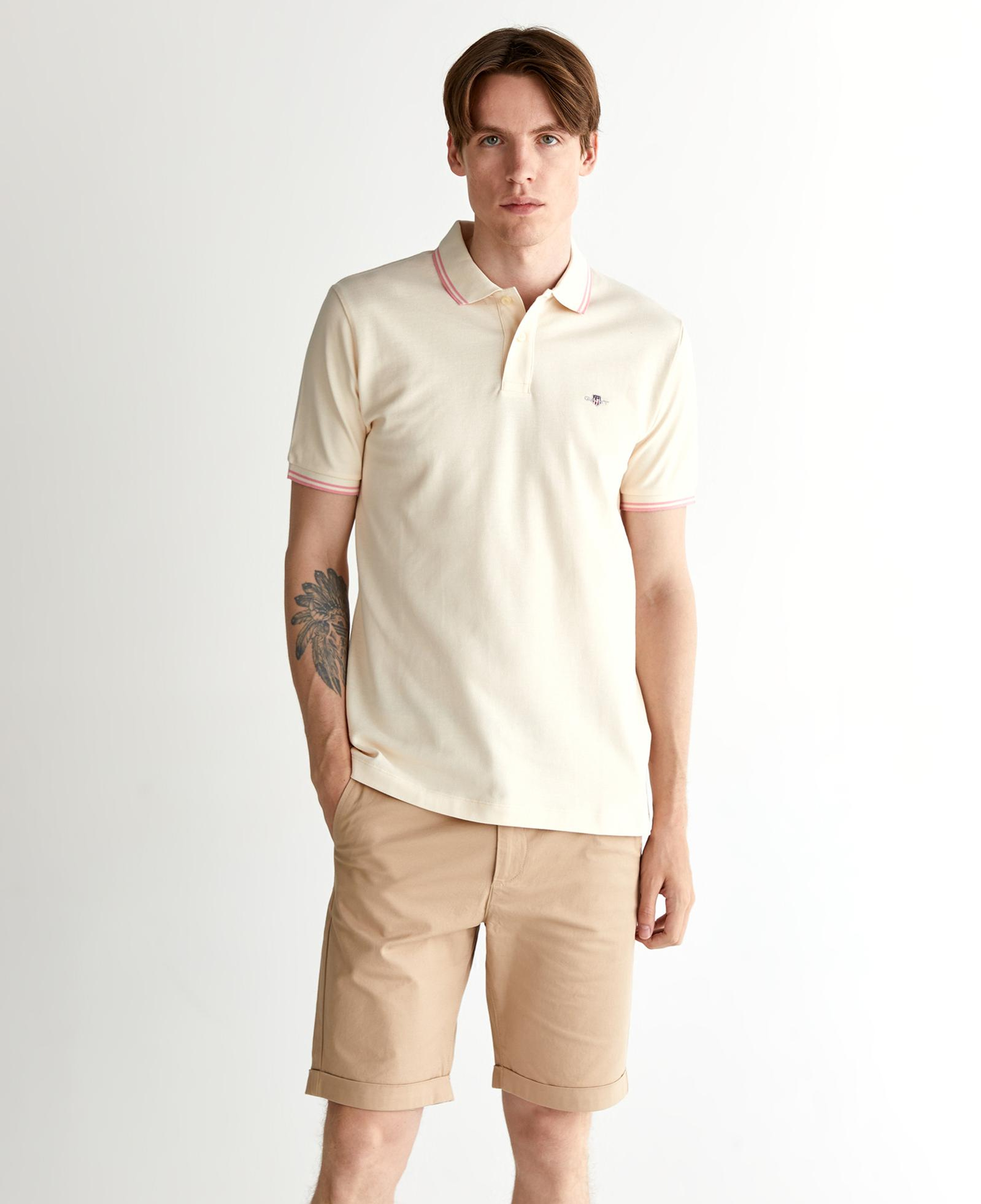 GANT Erkek Krem Regular Fit Polo