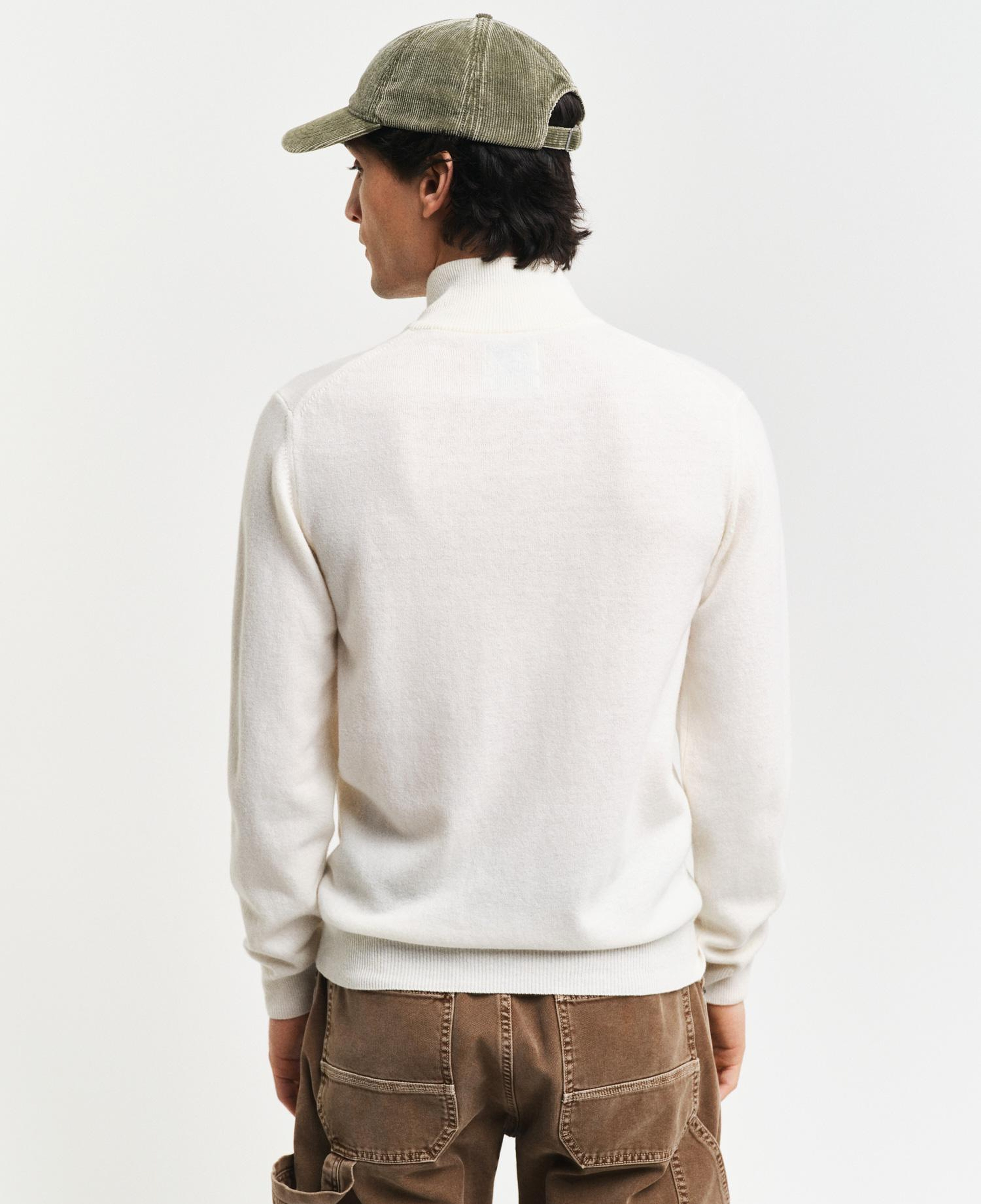 GANT Erkek Krem Regular Fit Yarım Fermuarlı Yün Kazak