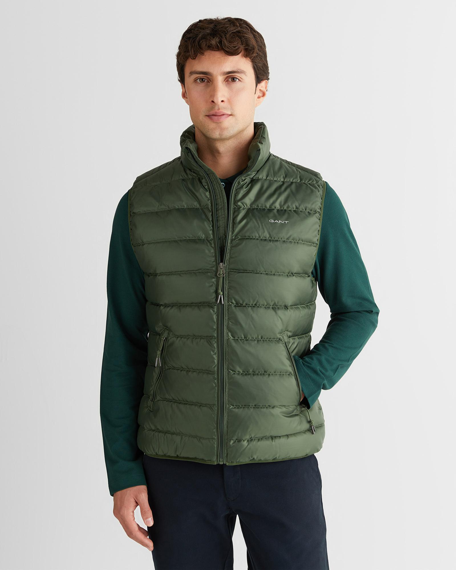 GANT Erkek Yeşil Regular Fit Dik Yaka Kaz Tüyü Yelek