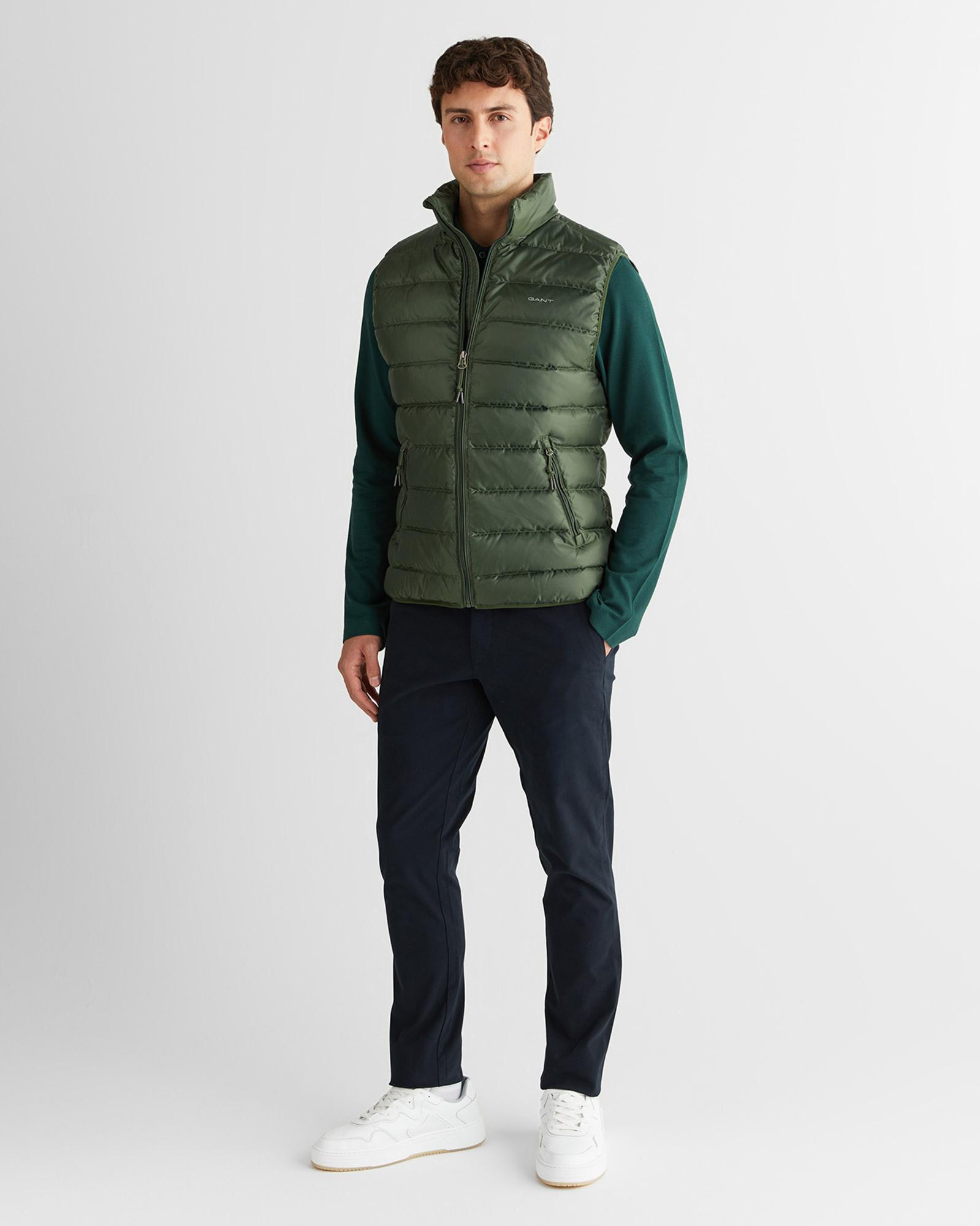 GANT Erkek Yeşil Regular Fit Dik Yaka Kaz Tüyü Yelek