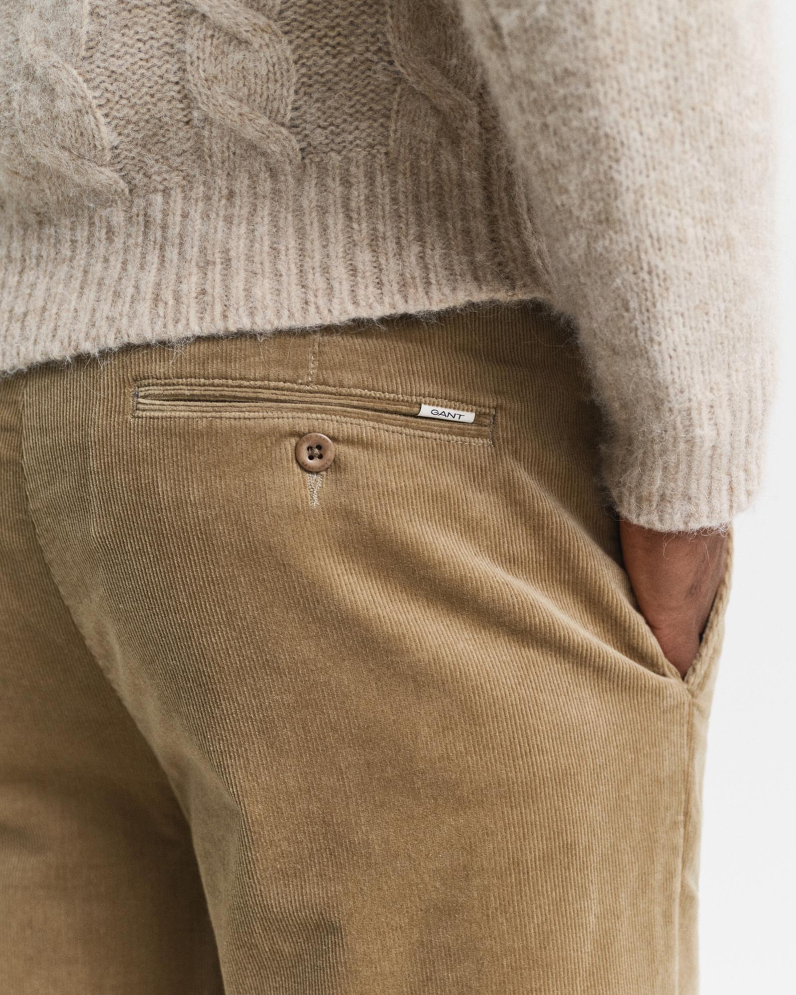 GANT Erkek Bej Regular Fit Cord Chino Pantolon