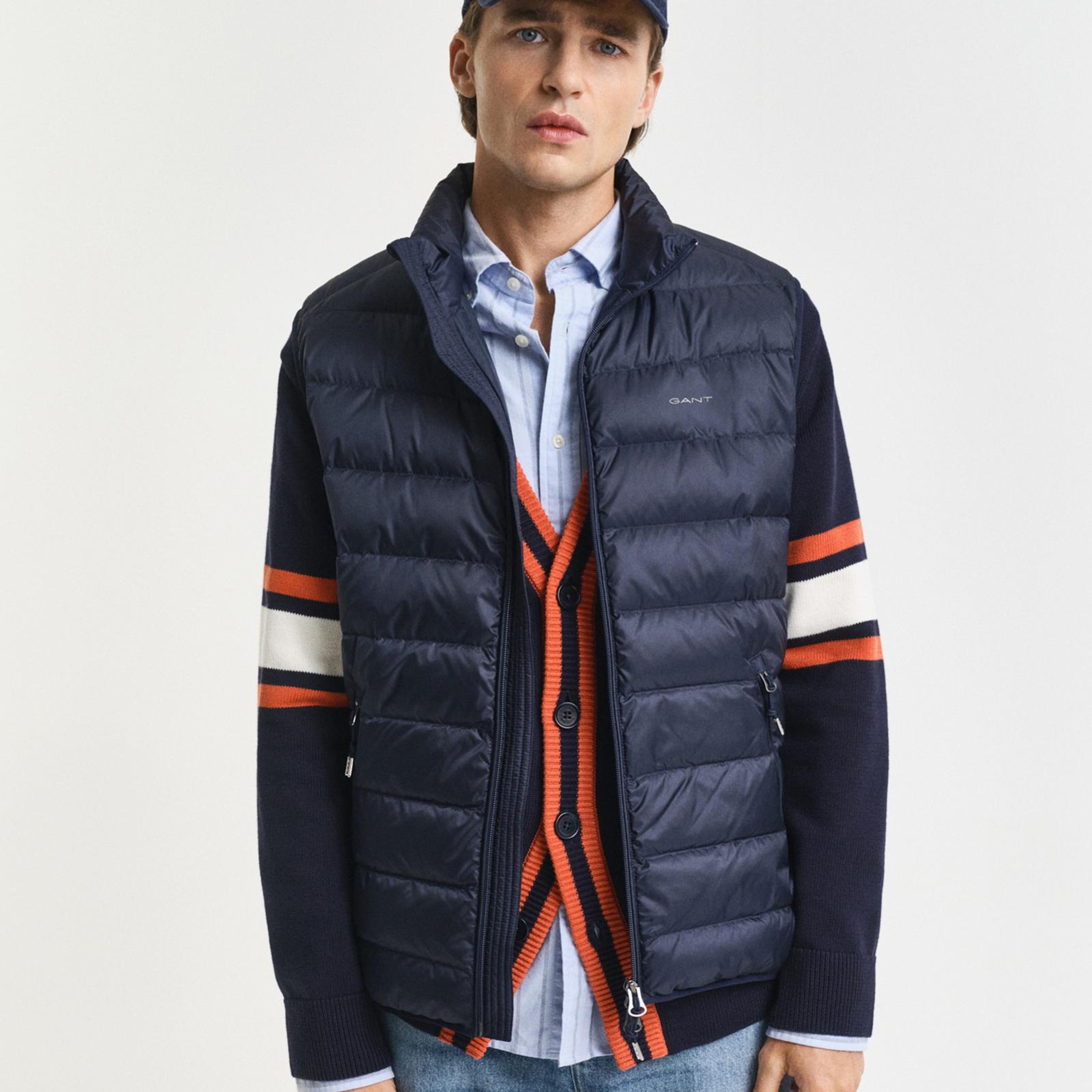 GANT Erkek Lacivert Regular Fit Dik Yaka Kaz Tüyü Yelek