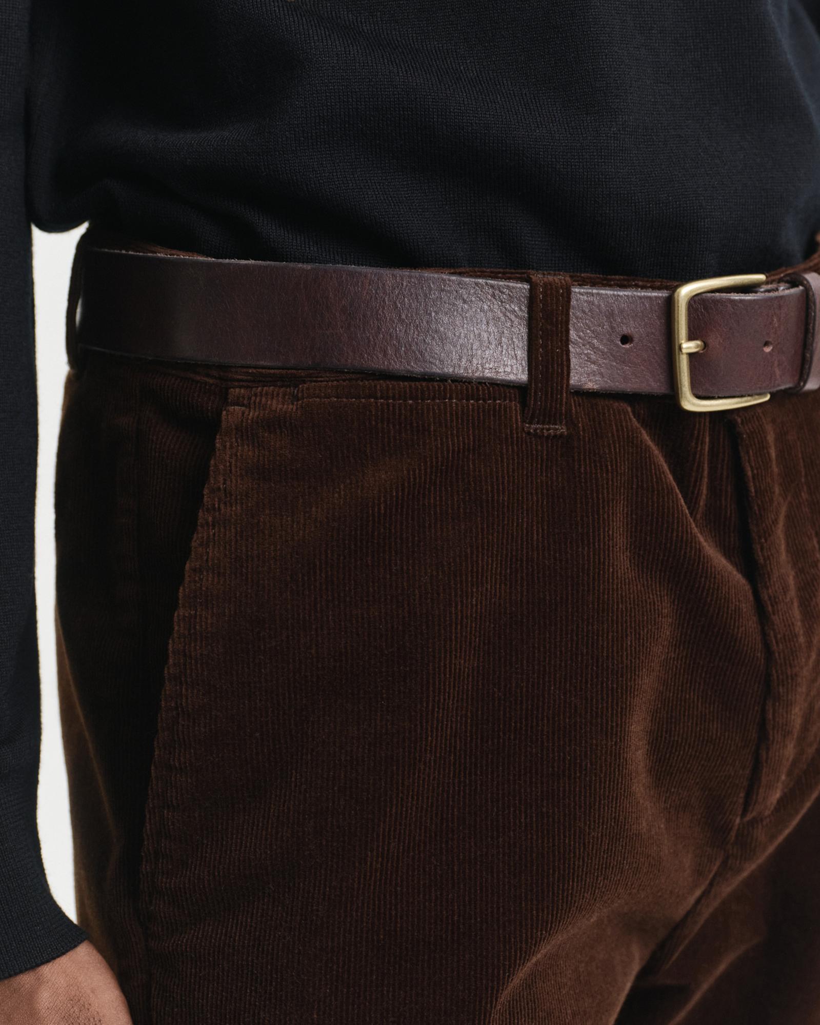 GANT Erkek Kahverengi Regular Fit Cord Chino Pantolon