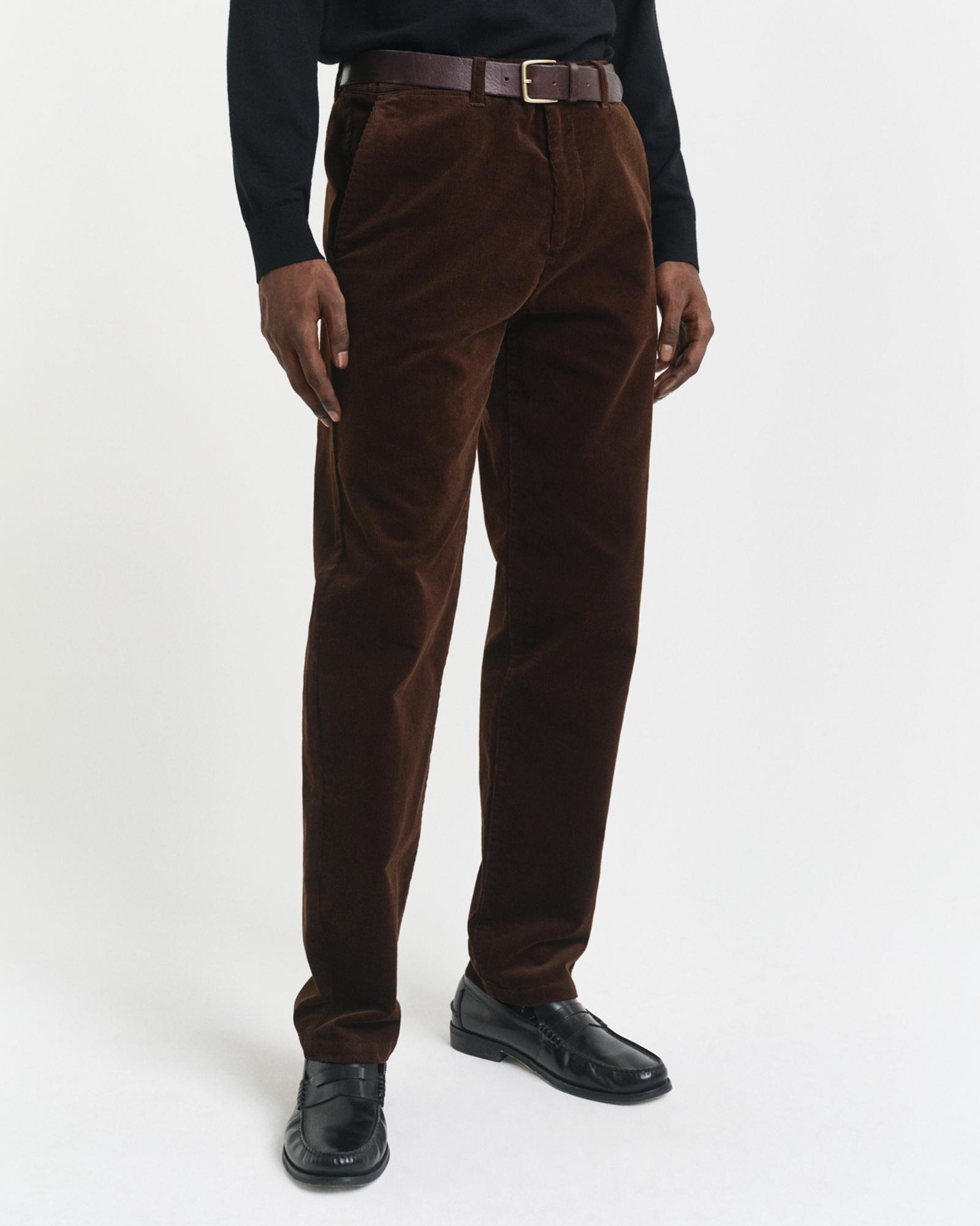 GANT Erkek Kahverengi Regular Fit Cord Chino Pantolon